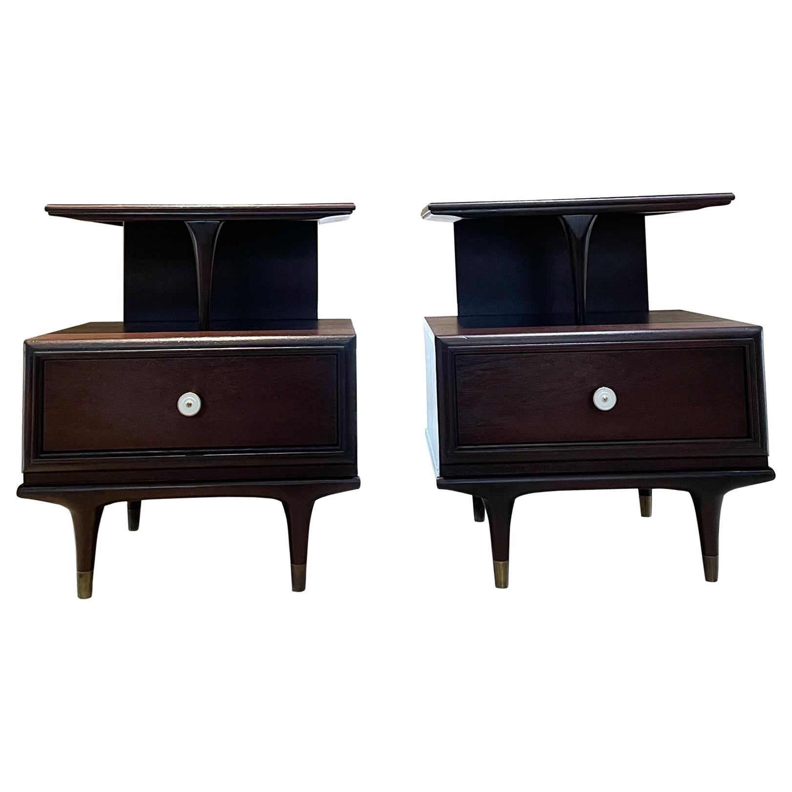 1960s Sensational Nightstands Side Tables by KENT COFFEY The Continental  For Sale