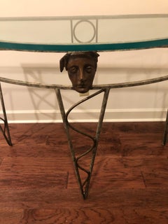 Sensational Mario Villa Iron and Glass Demilune Console