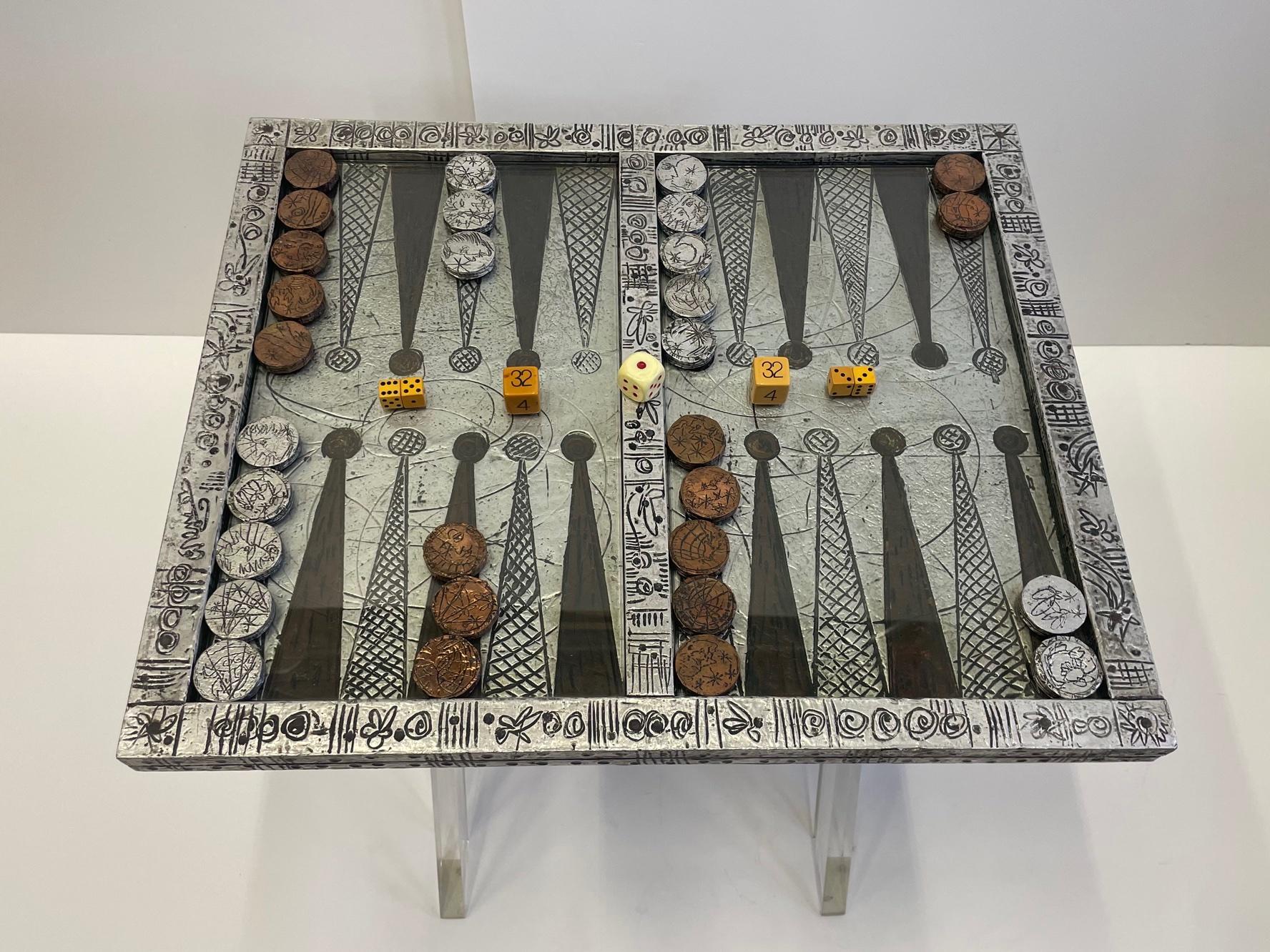 Sensazionale tavolo da gioco Backgammon firmato Marvin Arenson Cocktail Tables In condizioni buone in vendita a Hopewell, NJ