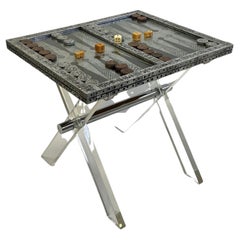 Vintage Sensational Marvin Arenson Signed Backgammon Game Table Cocktail Table 