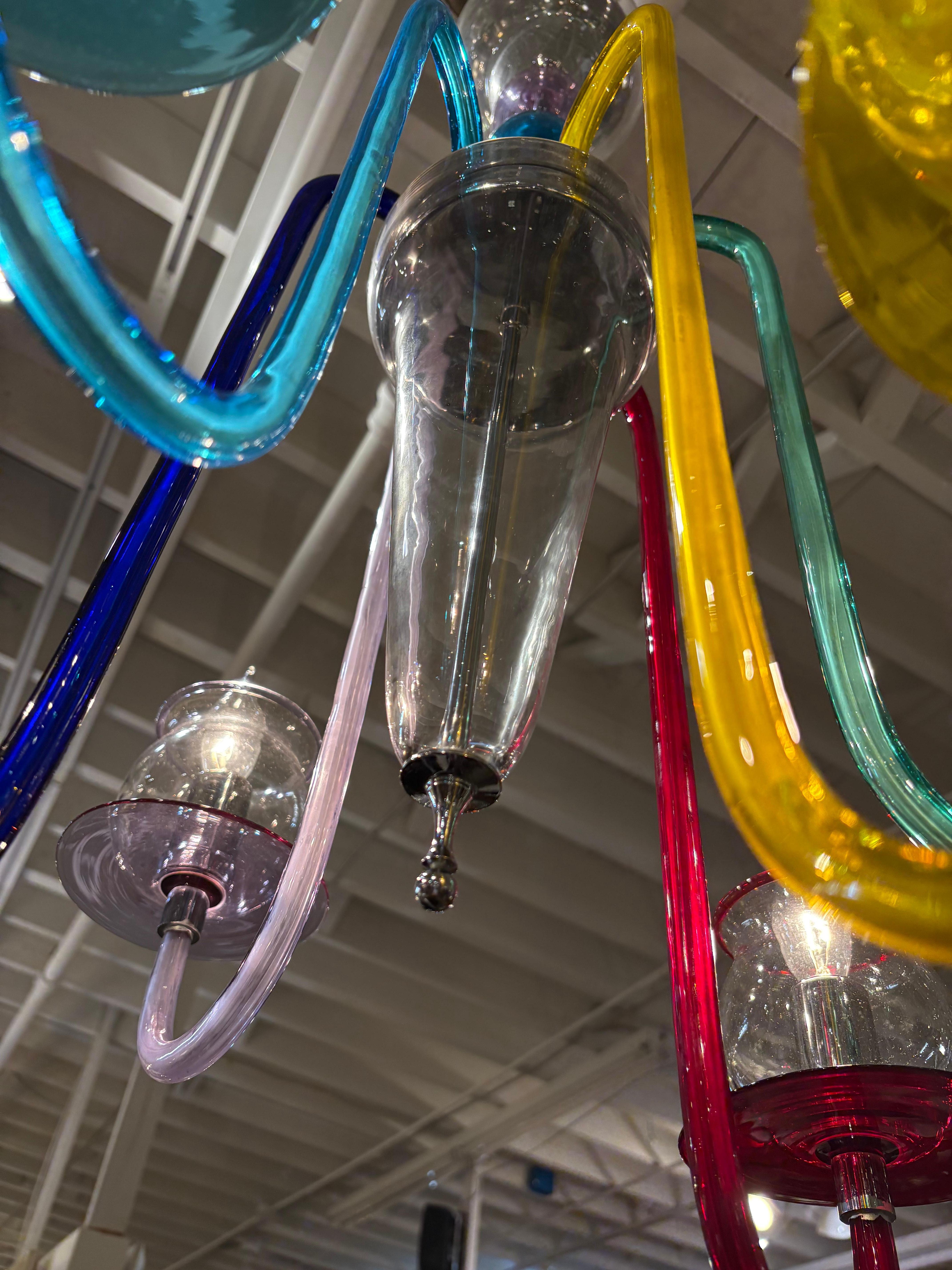 Mid-Century Modern Sensational Murano DeMajo Multi Colored Chandelier For Sale