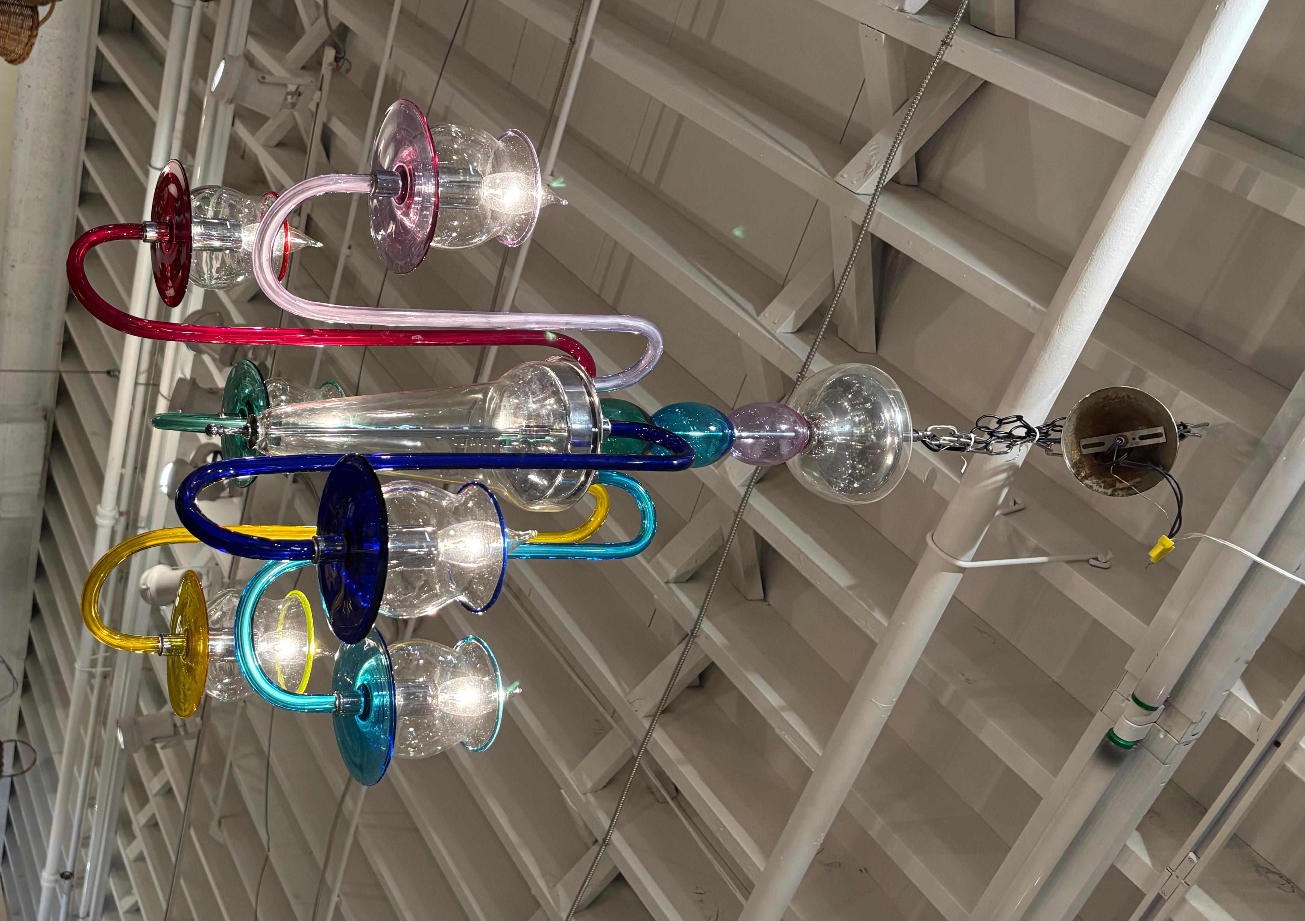 Italian Sensational Murano DeMajo Multi Colored Chandelier For Sale