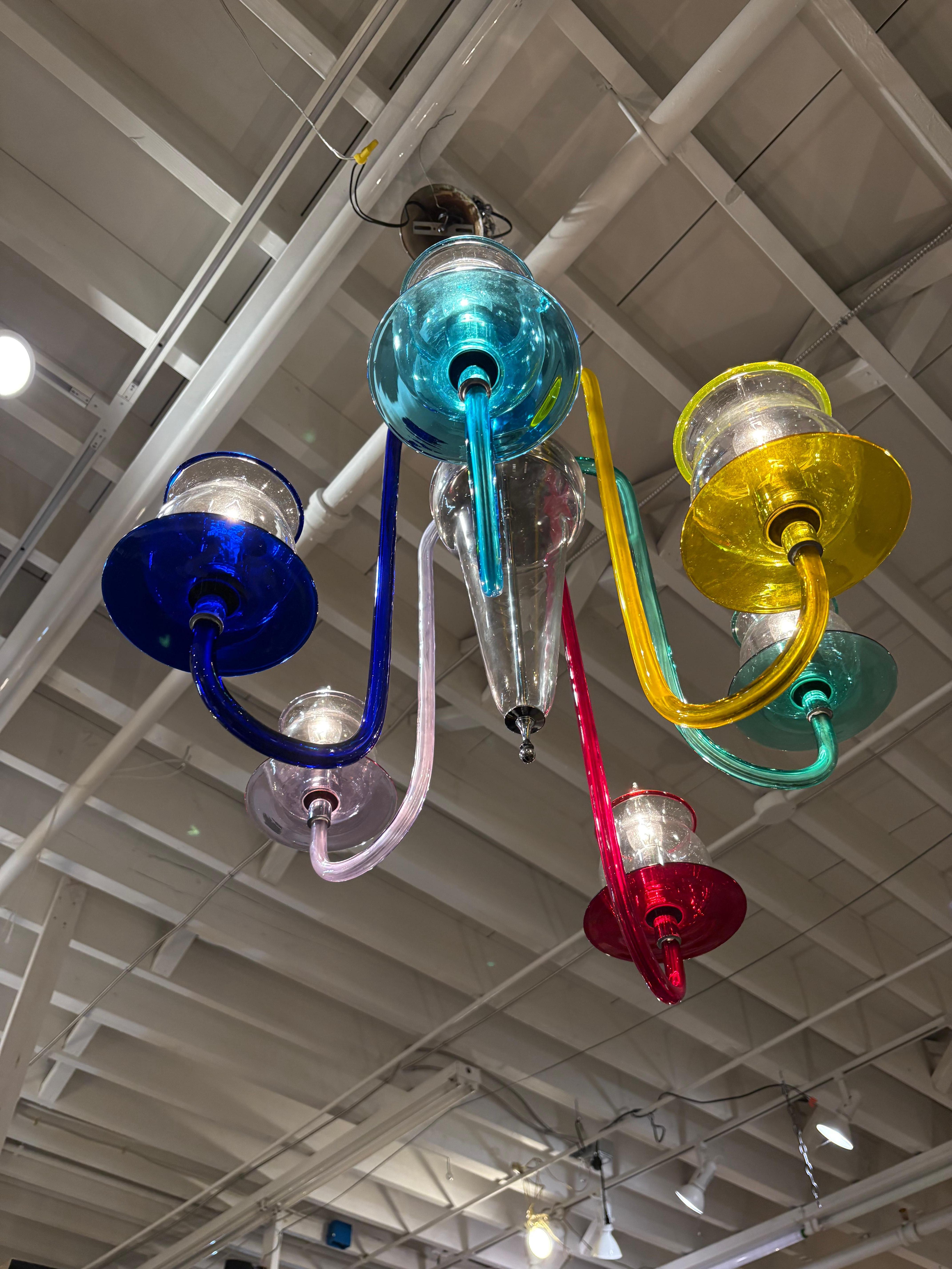 Sensational Murano DeMajo Multi Colored Chandelier In Good Condition For Sale In Hopewell, NJ