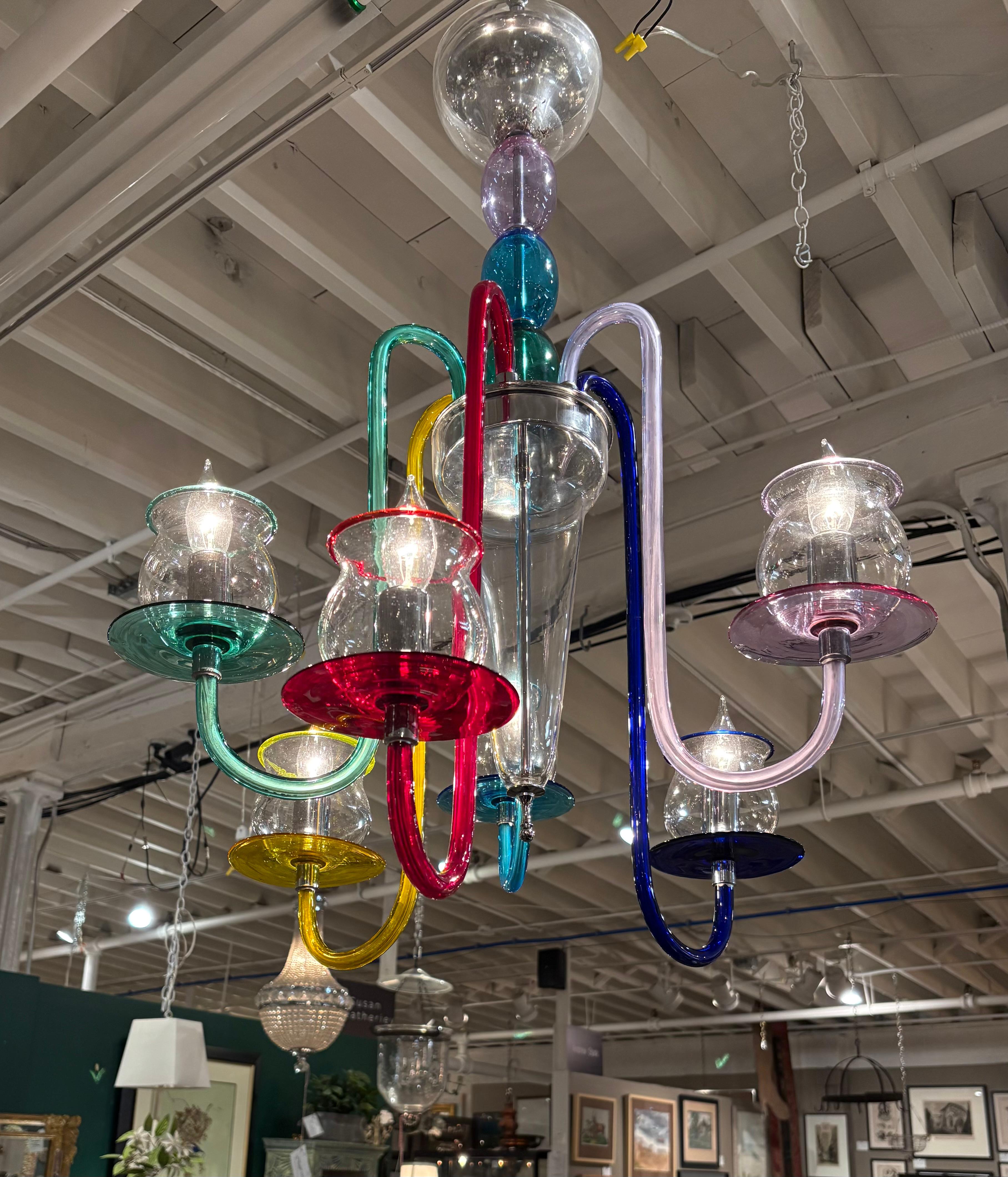 Late 20th Century Sensational Murano DeMajo Multi Colored Chandelier For Sale