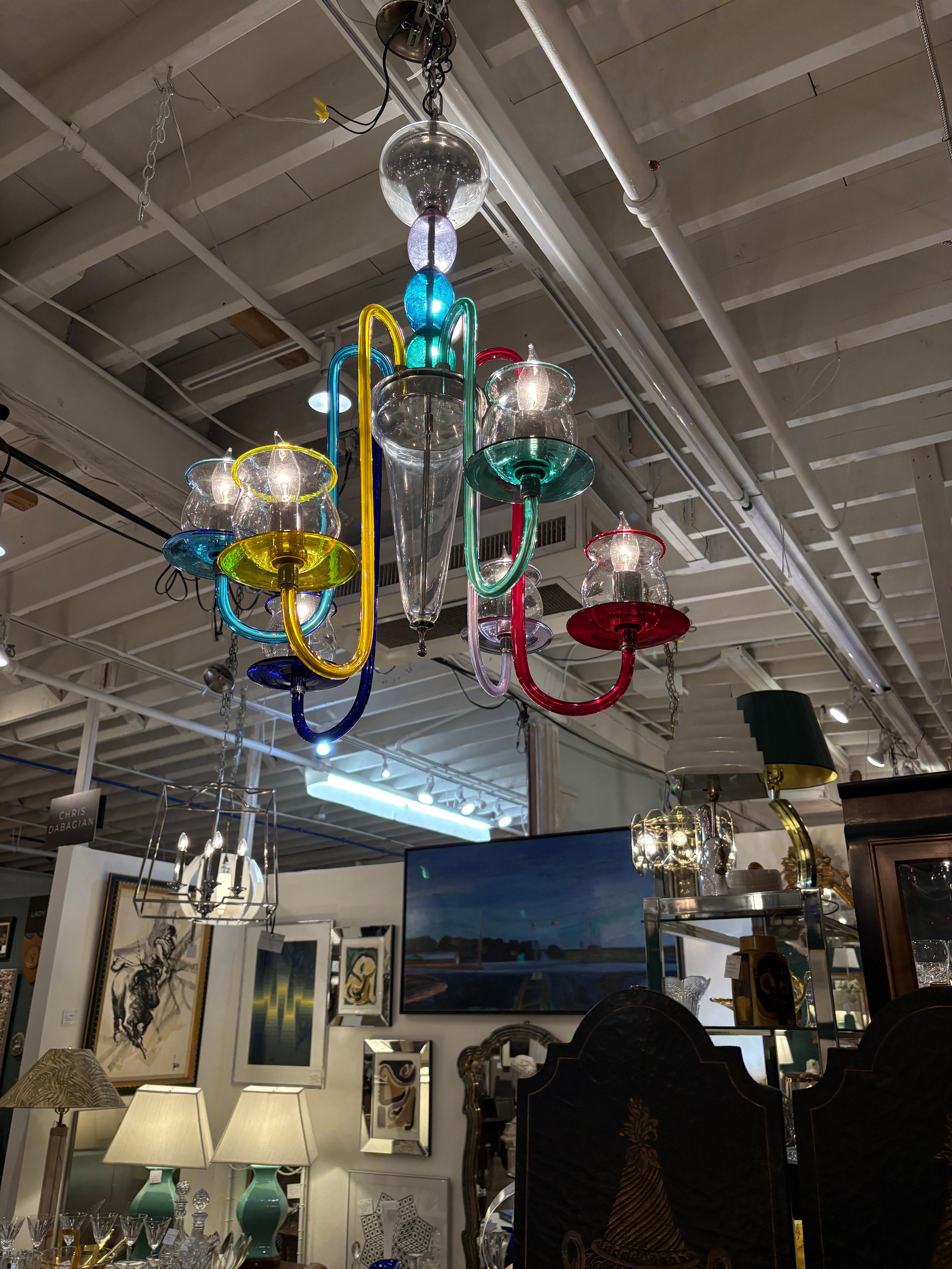 Sensational Murano DeMajo Multi Colored Chandelier For Sale 1