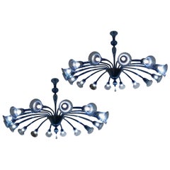 Sensational Original Venini Chandelier with Light Blue Blown Glass, 1920