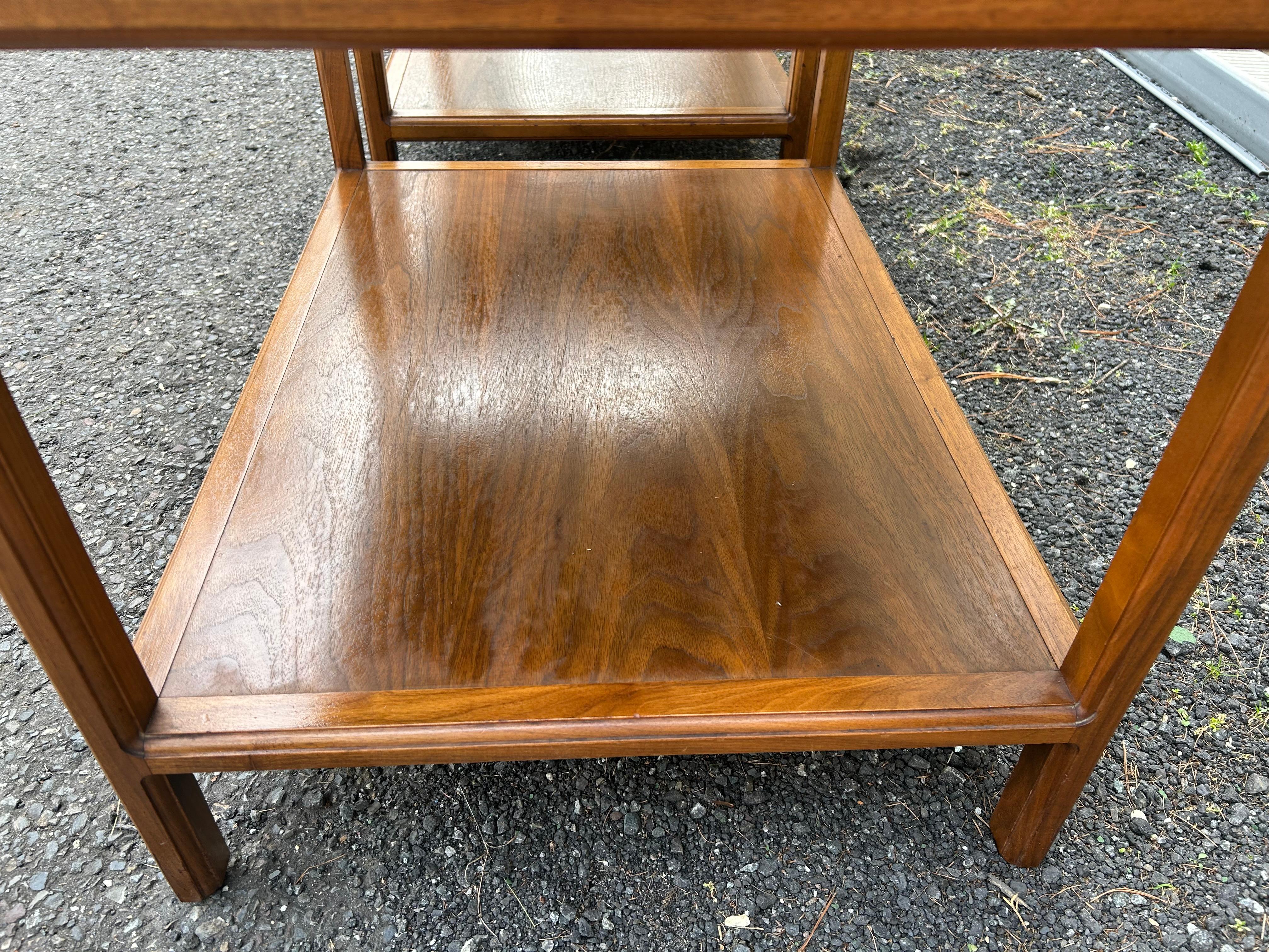 Sensational Pair Copper Top John Stuart Walnut End Table Mid-Century Modern For Sale 4