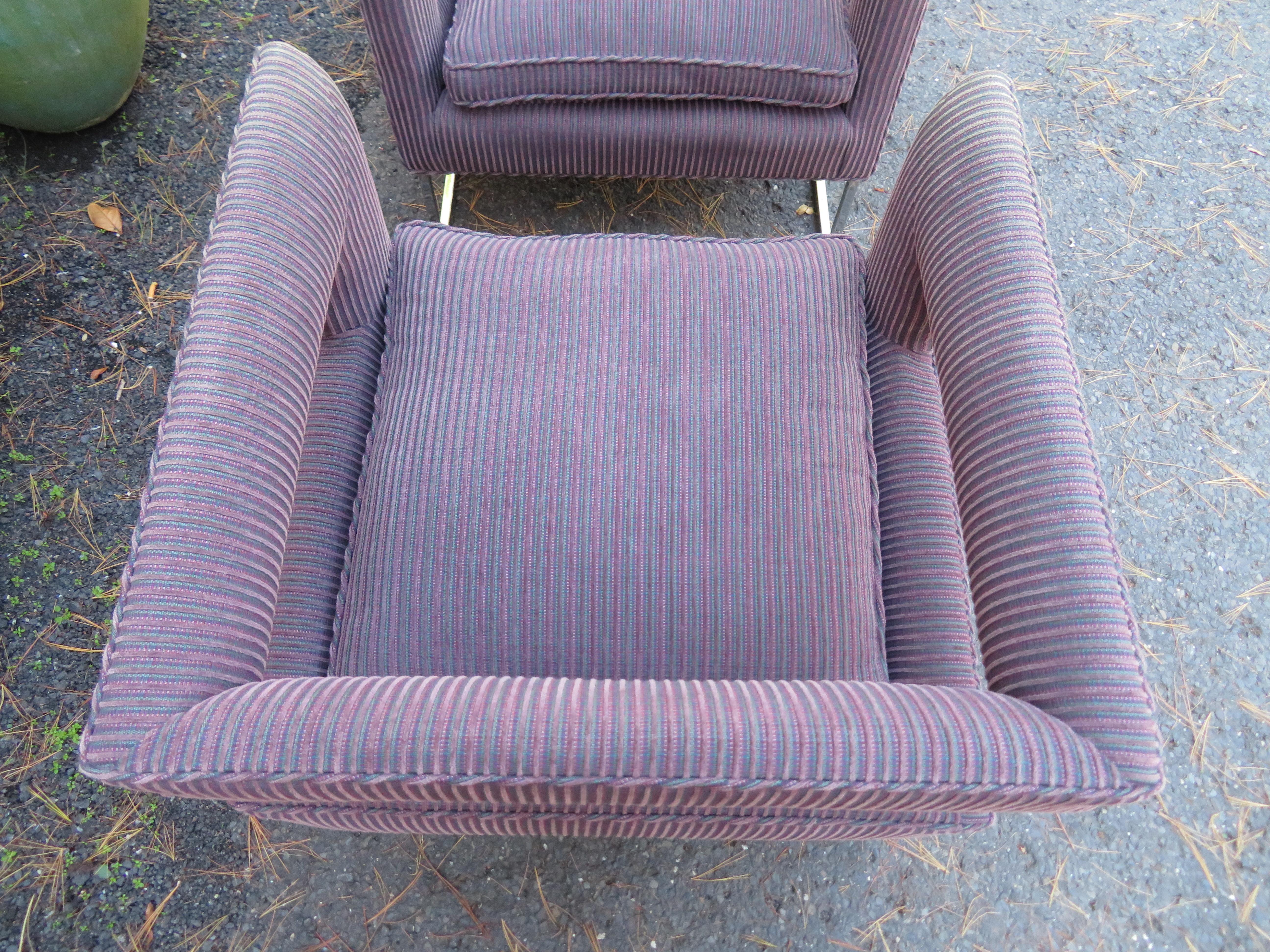 Sensational Pair Milo Baughman Style Chrome Open Back Cube Chairs Mid-Century For Sale 5