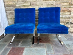 Sensational Pair Milo Baughman style Chrome Slipper Chairs Mid-Century Modern