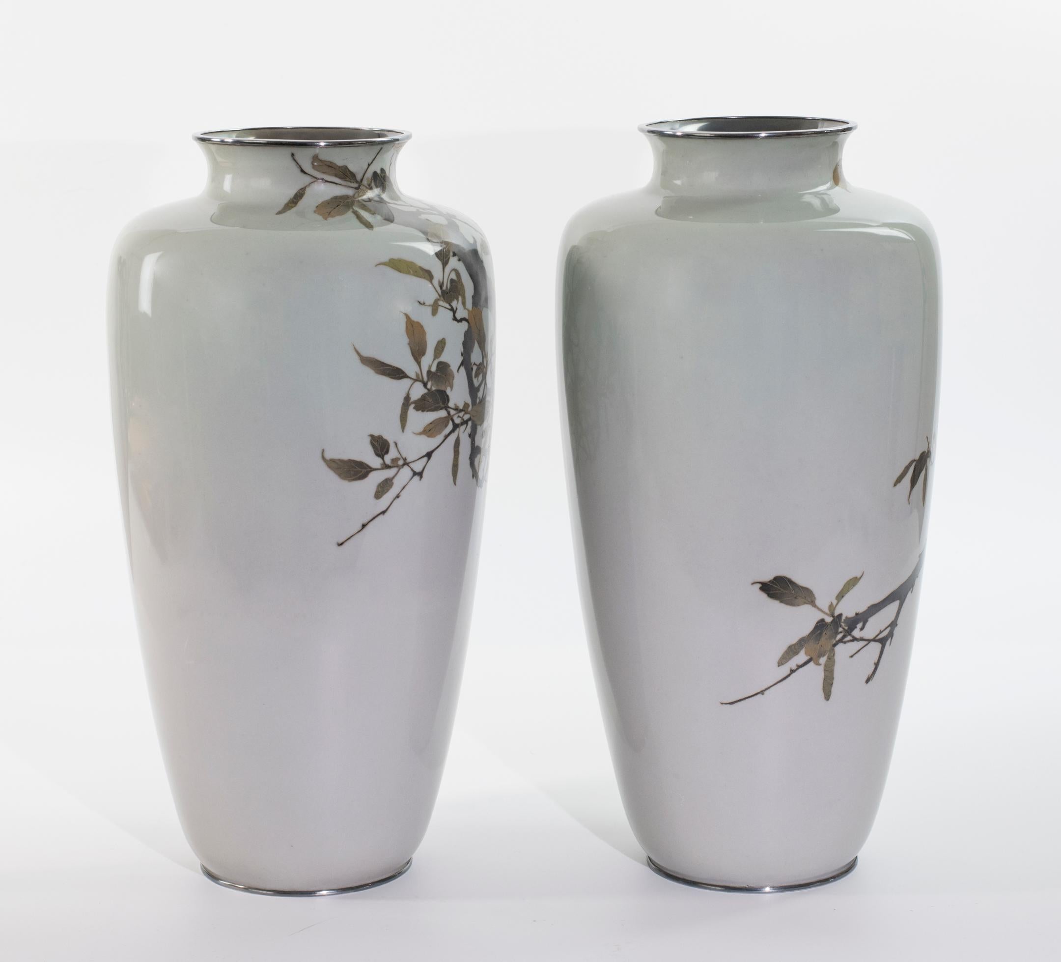 Cloissoné Sensational Pair of Japanese Cloisonné Enamel Vases- Ando Company
