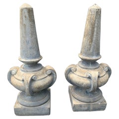 Sensational Pair of Large Cast Stone Cement Obelisks