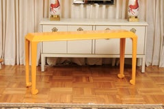 Sensational Pair of Mahogany Altar Consoles in Marigold Lacquer by Baker, c 1975