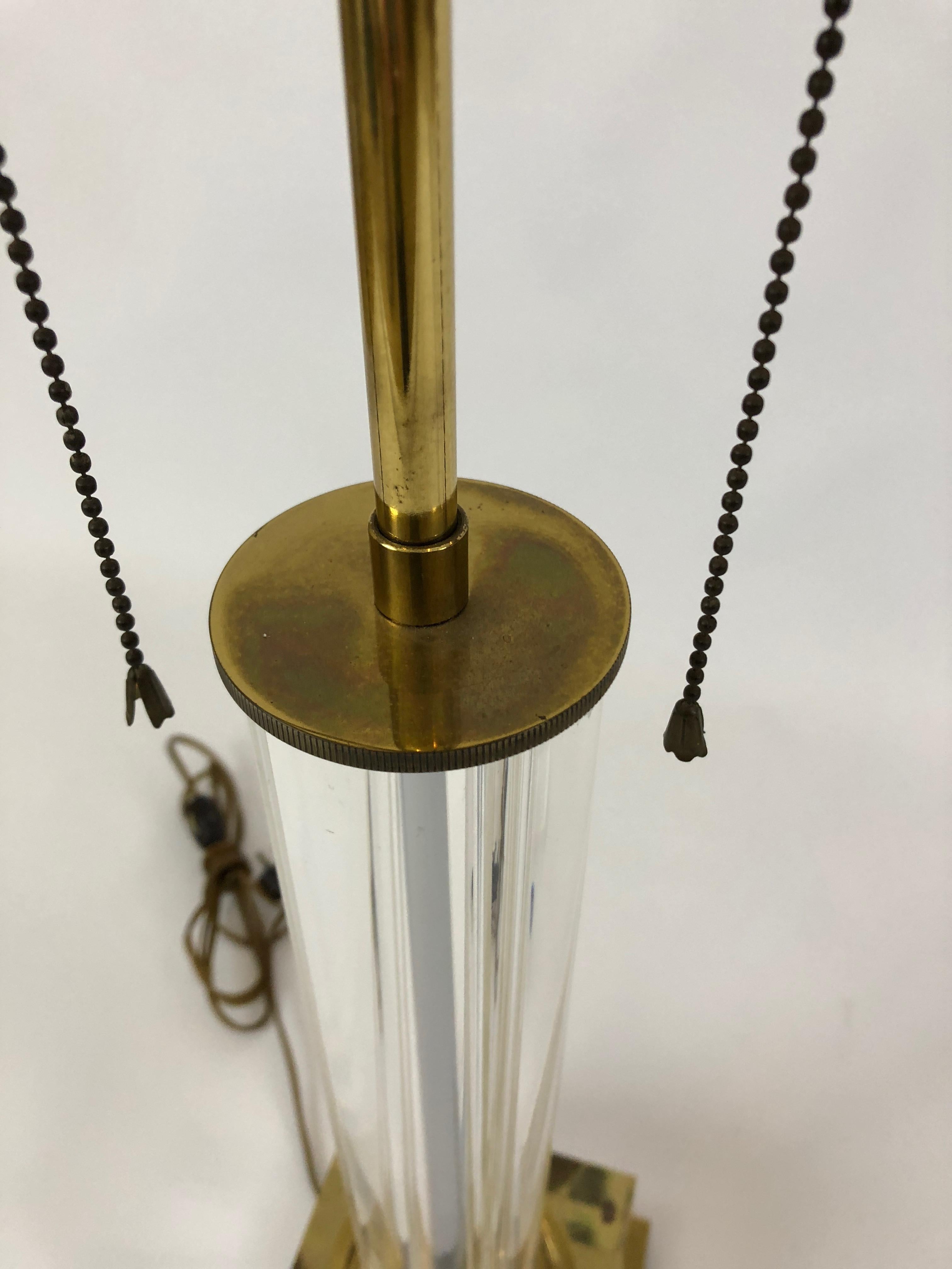 Sensational Pair of Mid-Century Modern Lucite and Brass Lamps 2