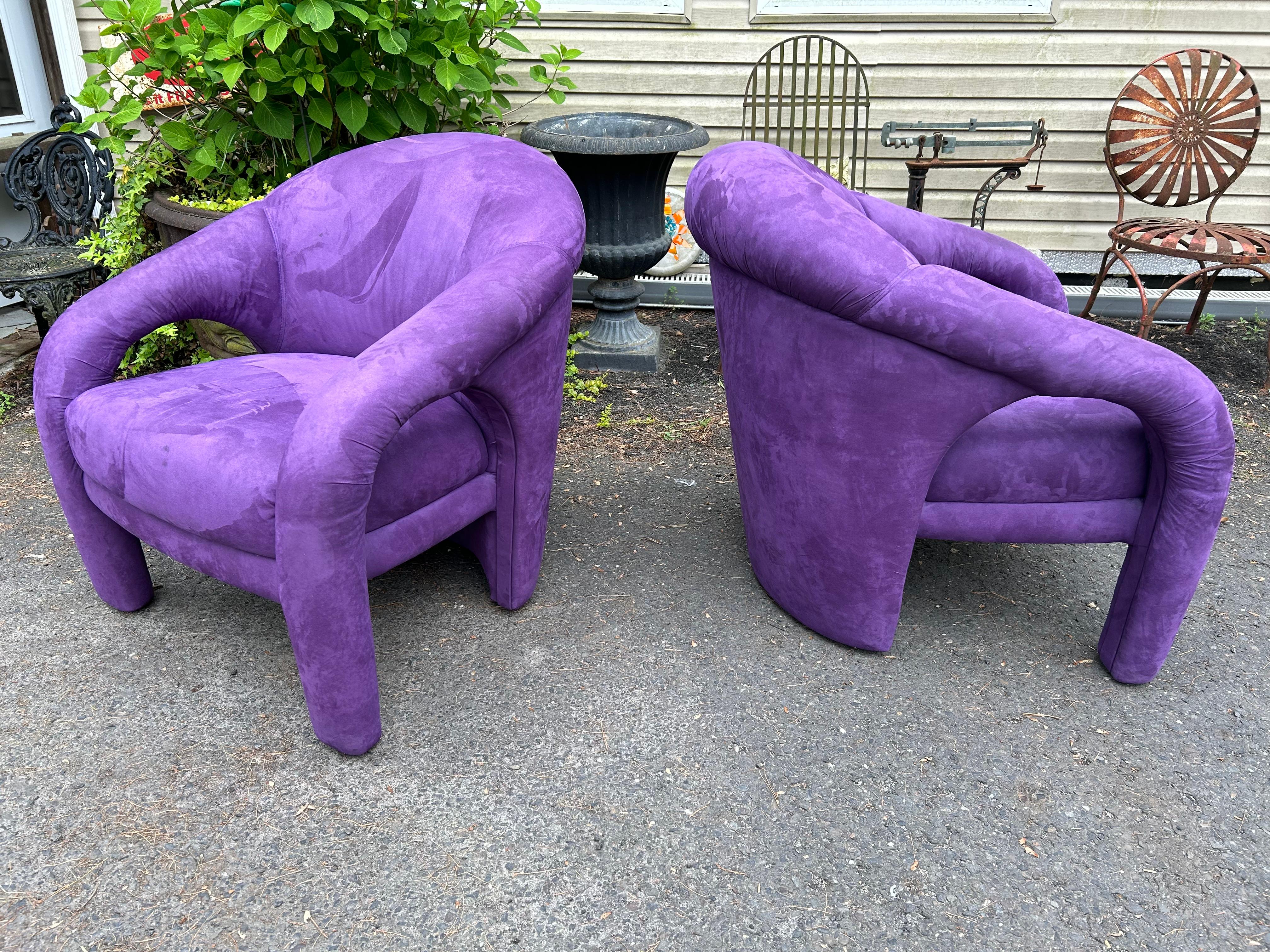 Sensational Pair Vladimir Kagan Sculptural Ultra-suede Upholstered Lounge Chairs For Sale 8