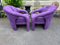 Sensational Pair of Late 20th Century Ultra-suede Upholstered Lounge Chairs
