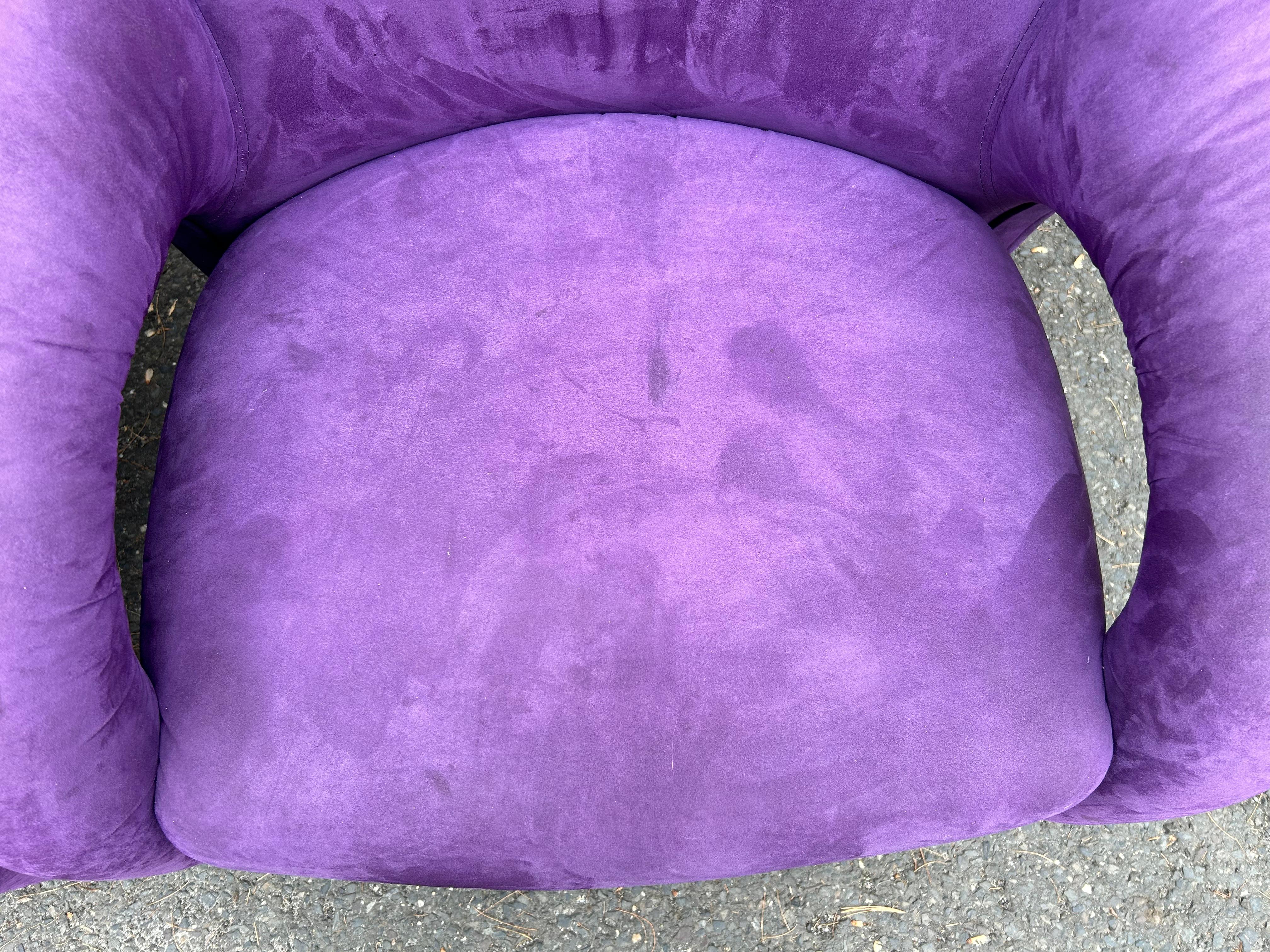 Sensational Pair Vladimir Kagan Sculptural Ultra-suede Upholstered Lounge Chairs For Sale 2