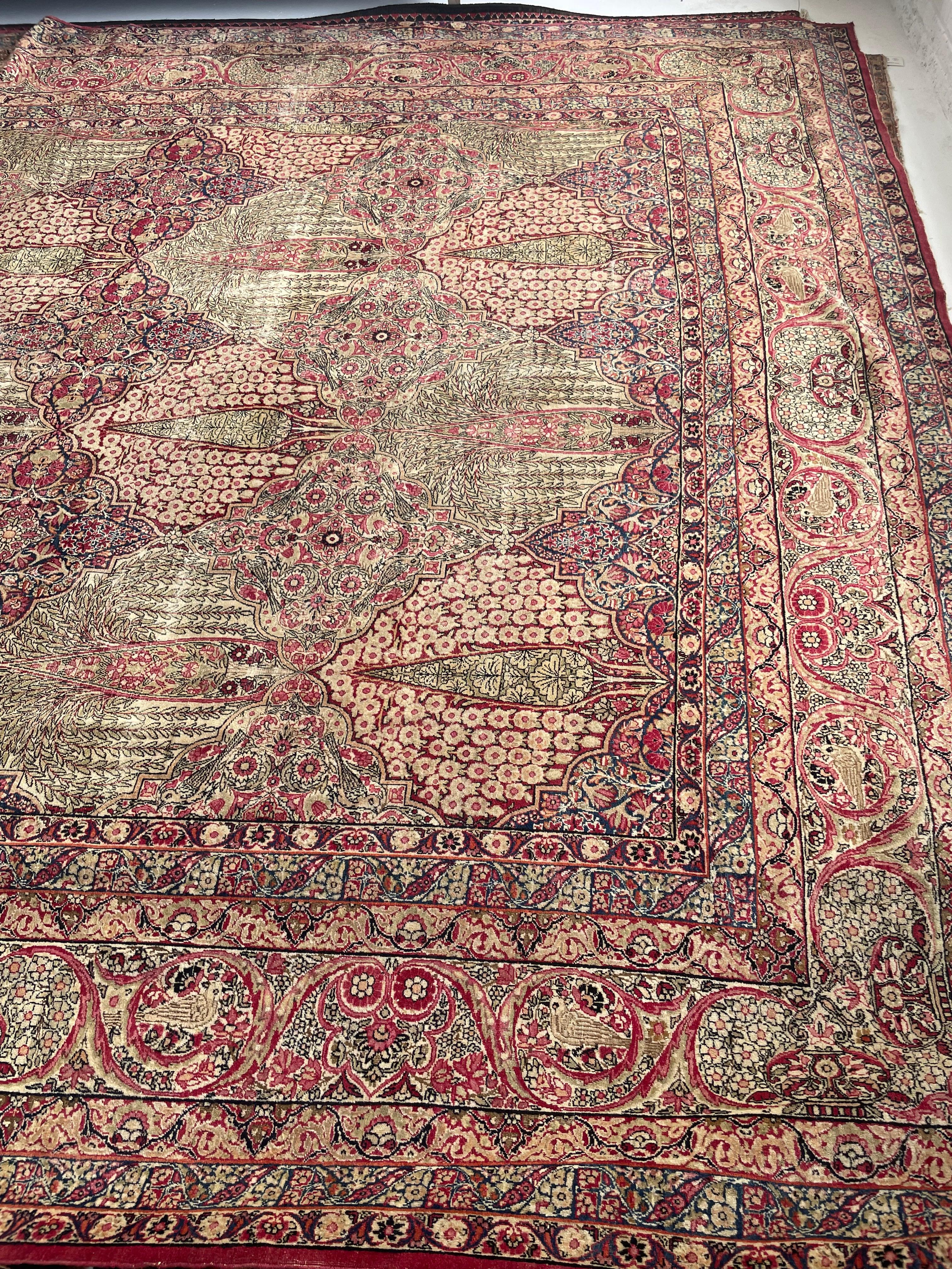 Sensational Palatial Antique Kerman Lavar Carpet / Rug, C.1915 In Good Condition For Sale In Milwaukee, WI