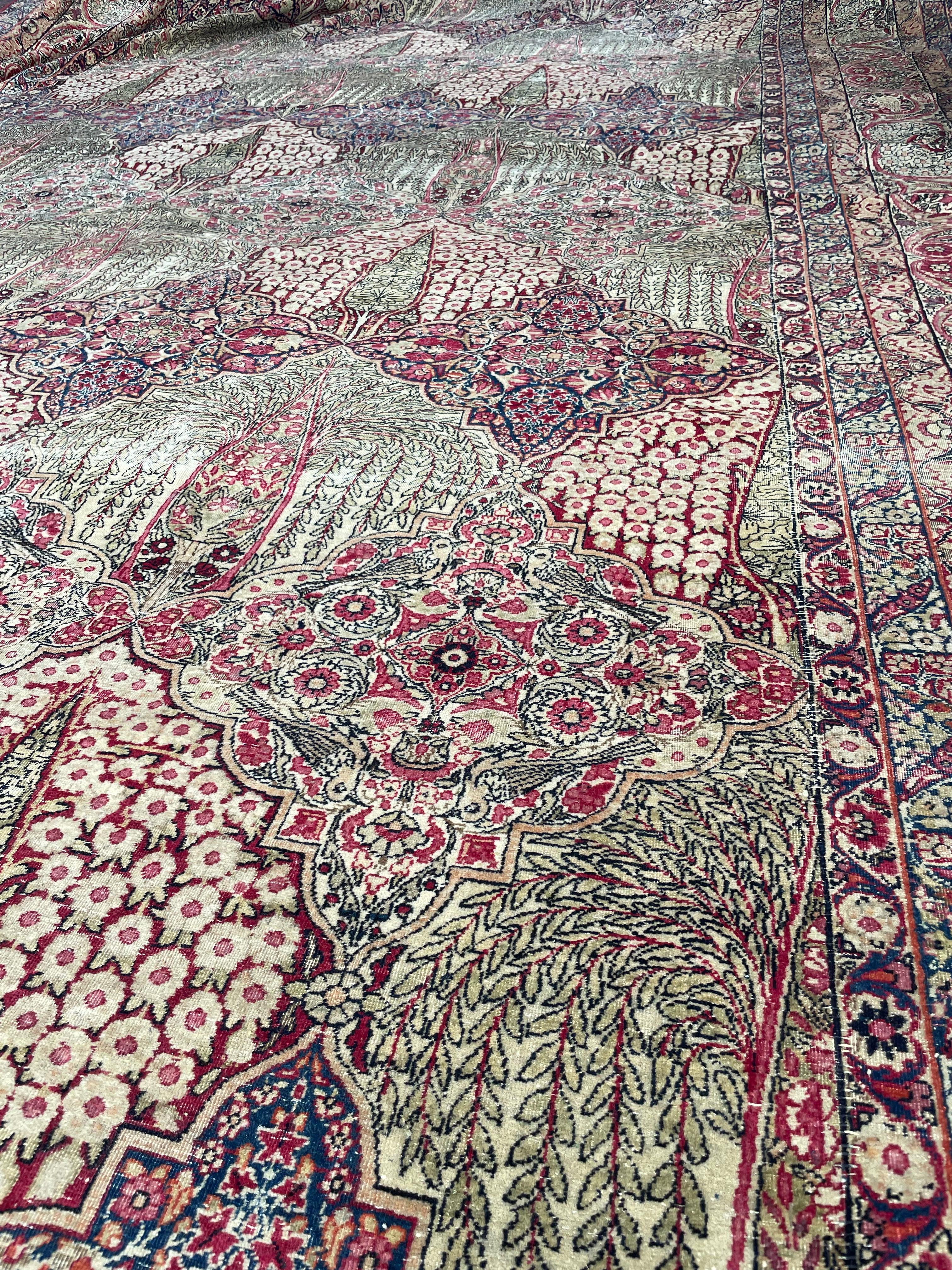 Sensationaler antiker Palast-Teppich Kerman Lavar, um 1915 (Wolle) im Angebot