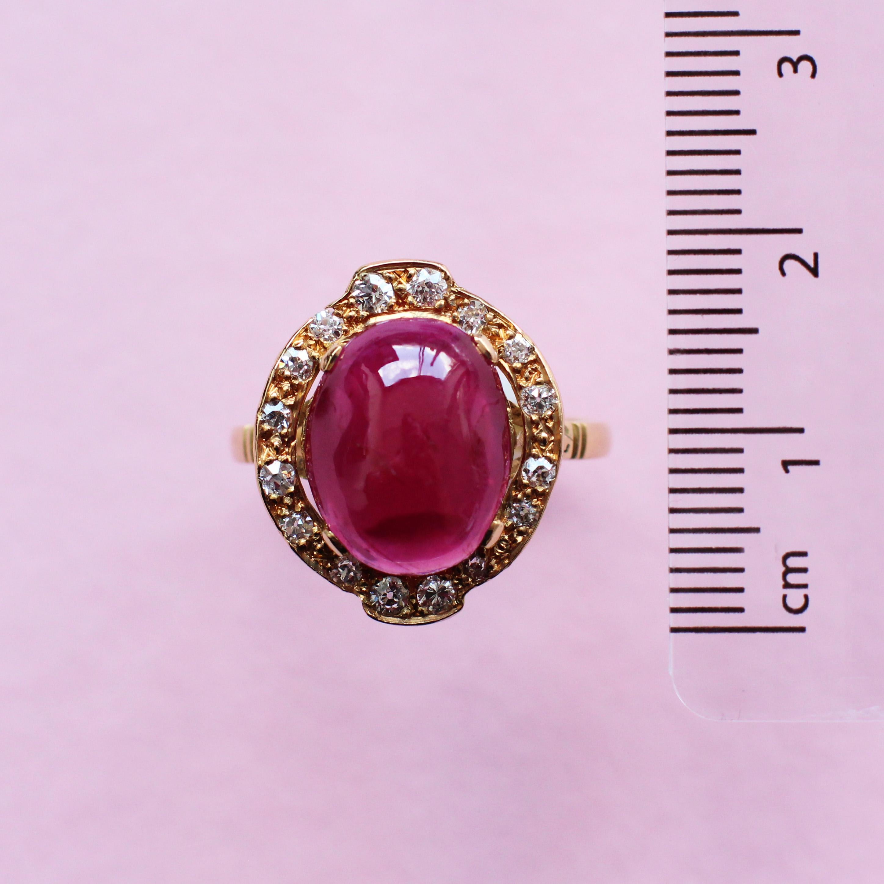Oval Cut 4.76 Carats Ruby Ring with White Diamond Halo For Sale