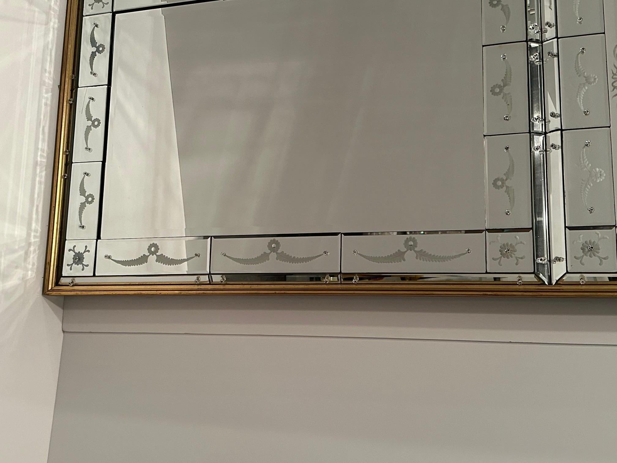 Sensational Rare Form Rectangular Italian Venetian Mirror For Sale 6