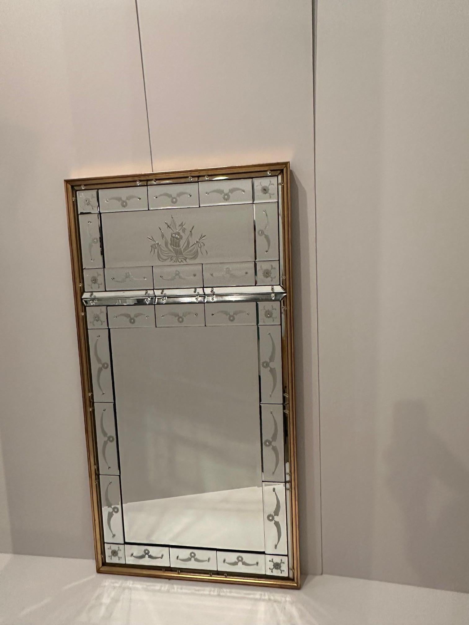 Late 20th Century Sensational Rare Form Rectangular Italian Venetian Mirror For Sale