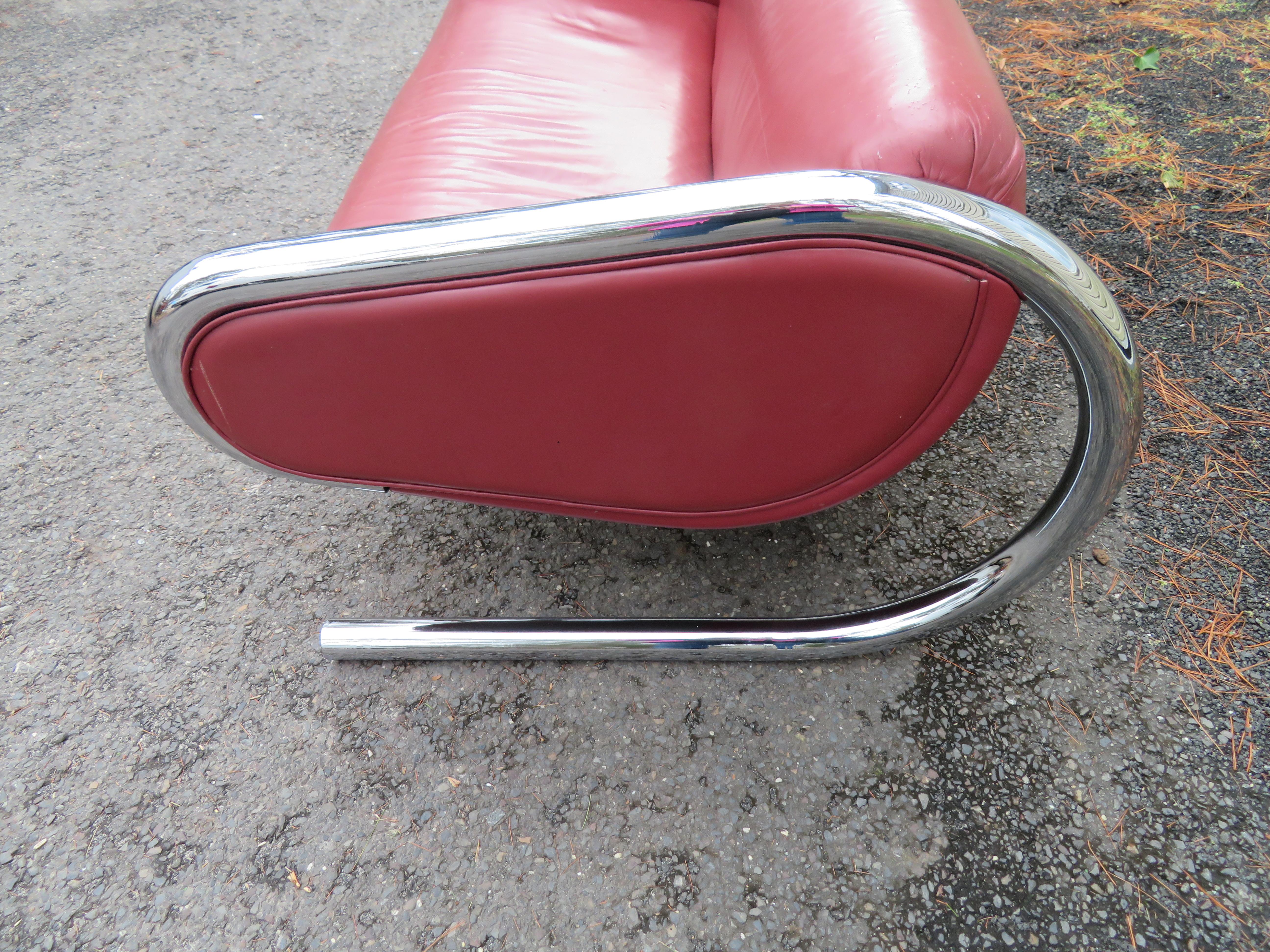 Sensational Roger Sprunger: Loveseat aus dicker Chromröhren, Mid-Century Modern im Angebot 5