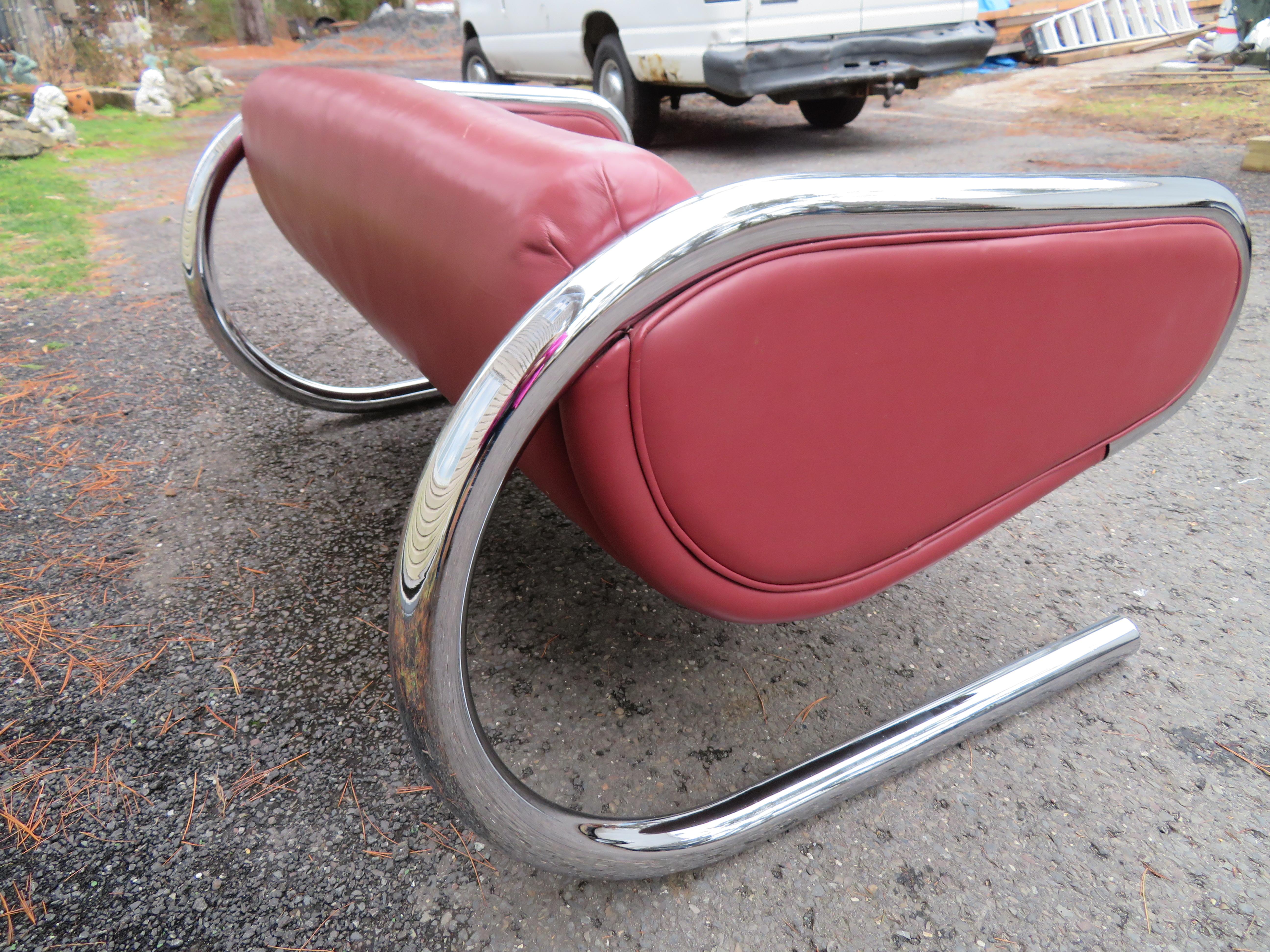 Sensational Roger Sprunger Thick Chrome Tube Loveseat Settee Mid-century Modern For Sale 7