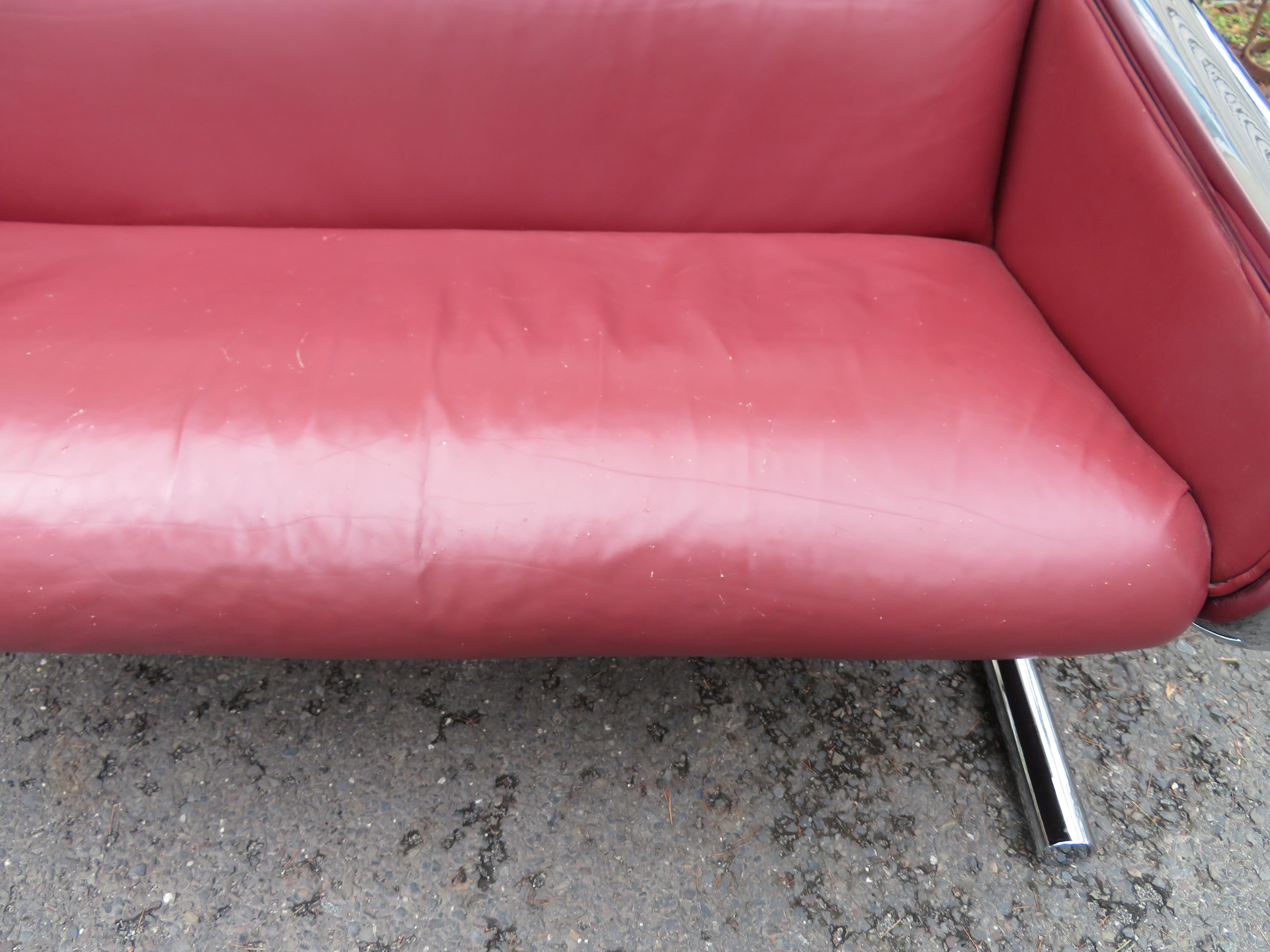 Sensational Roger Sprunger: Loveseat aus dicker Chromröhren, Mid-Century Modern im Angebot 1
