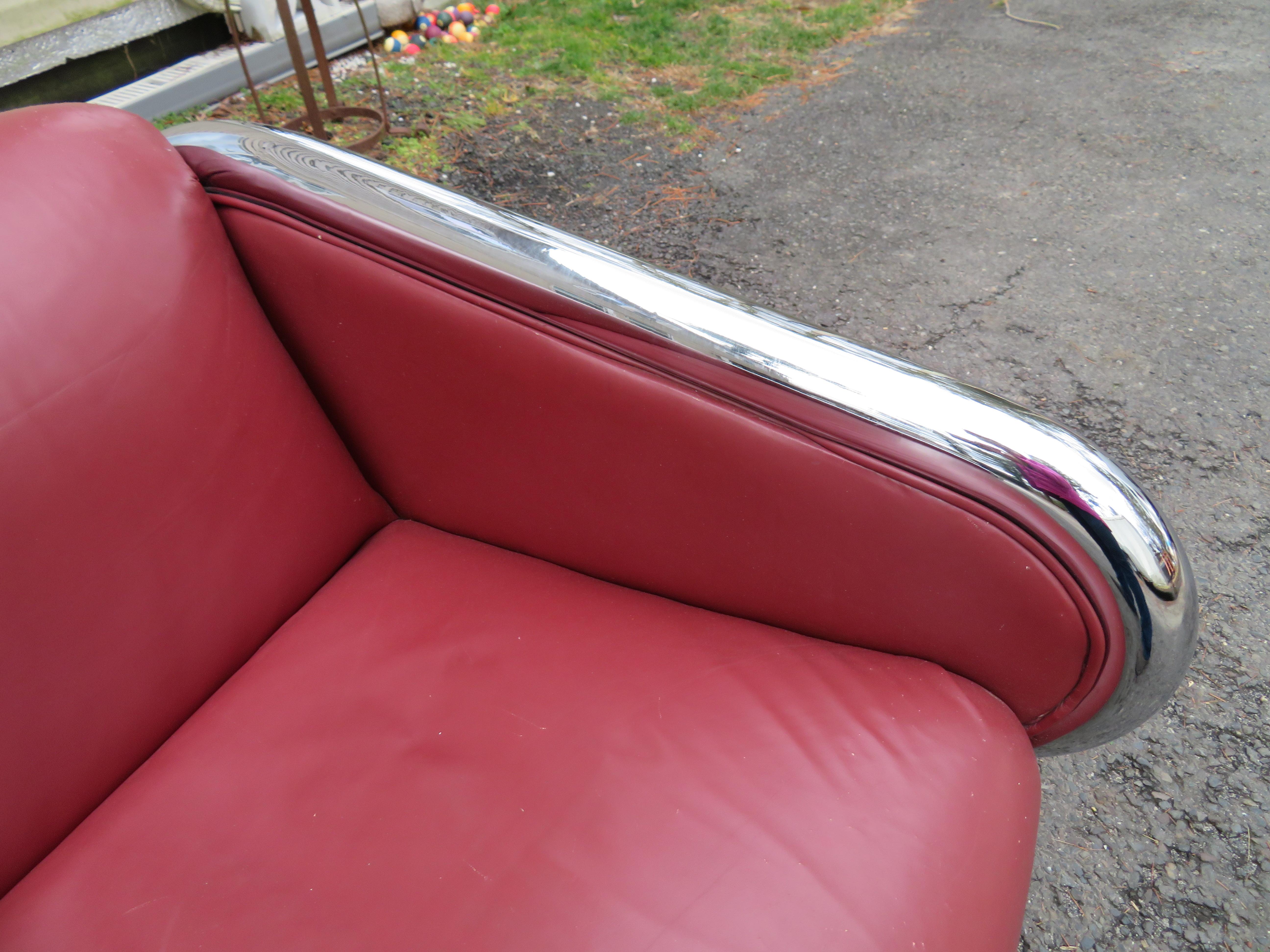 Sensational Roger Sprunger: Loveseat aus dicker Chromröhren, Mid-Century Modern im Angebot 2