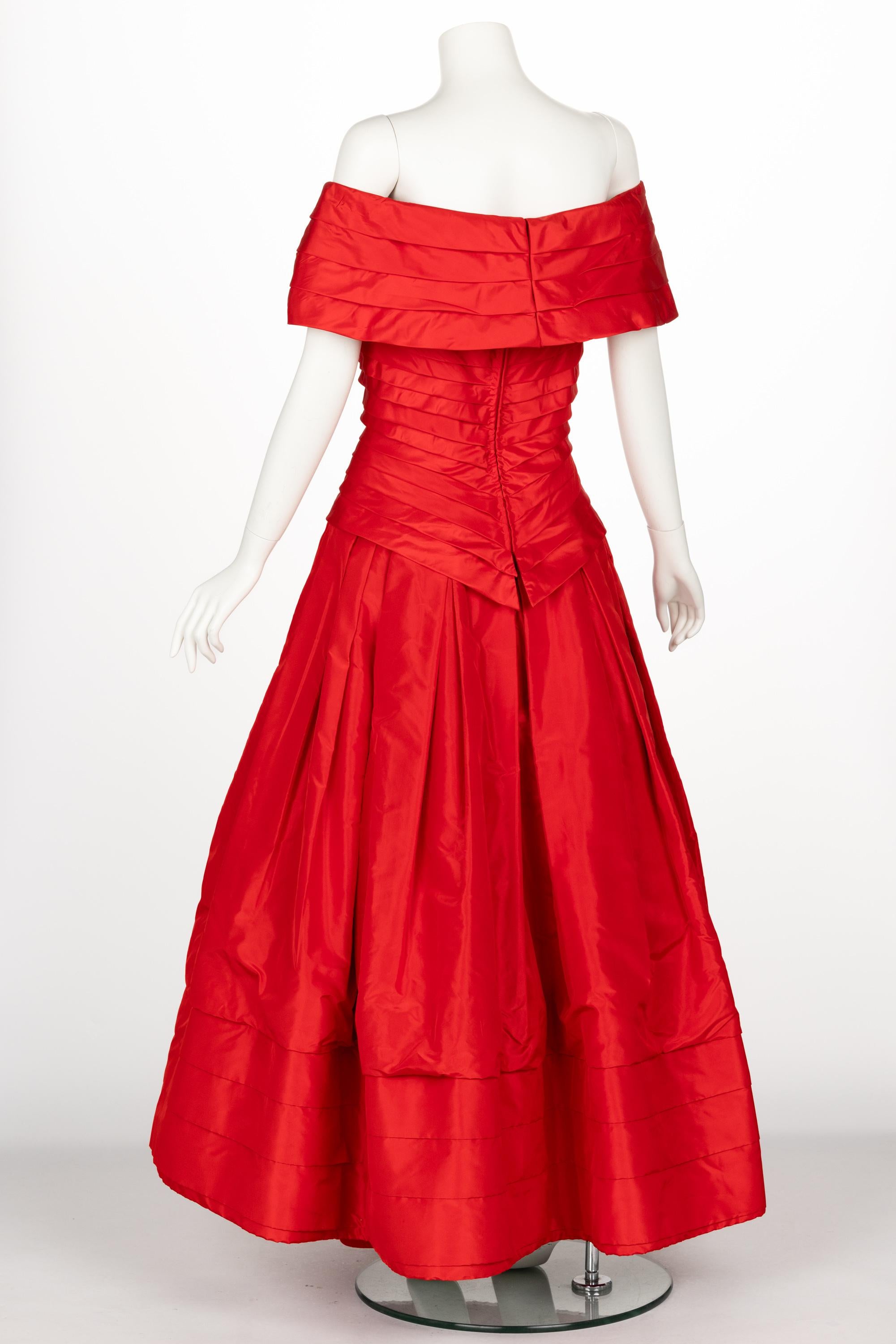 Women's Sensational Scaasi 1980s Red Off The Shoulder Dress For Sale