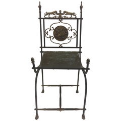 Sensational Sculptural Neoclassical Oscar Bach Iron and Brass Chair