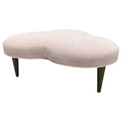 Sensational Shamrock Shaped Pink Linen Ottoman