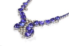 Tanzanite Burst and Diamond 18 Karat White Gold Necklace