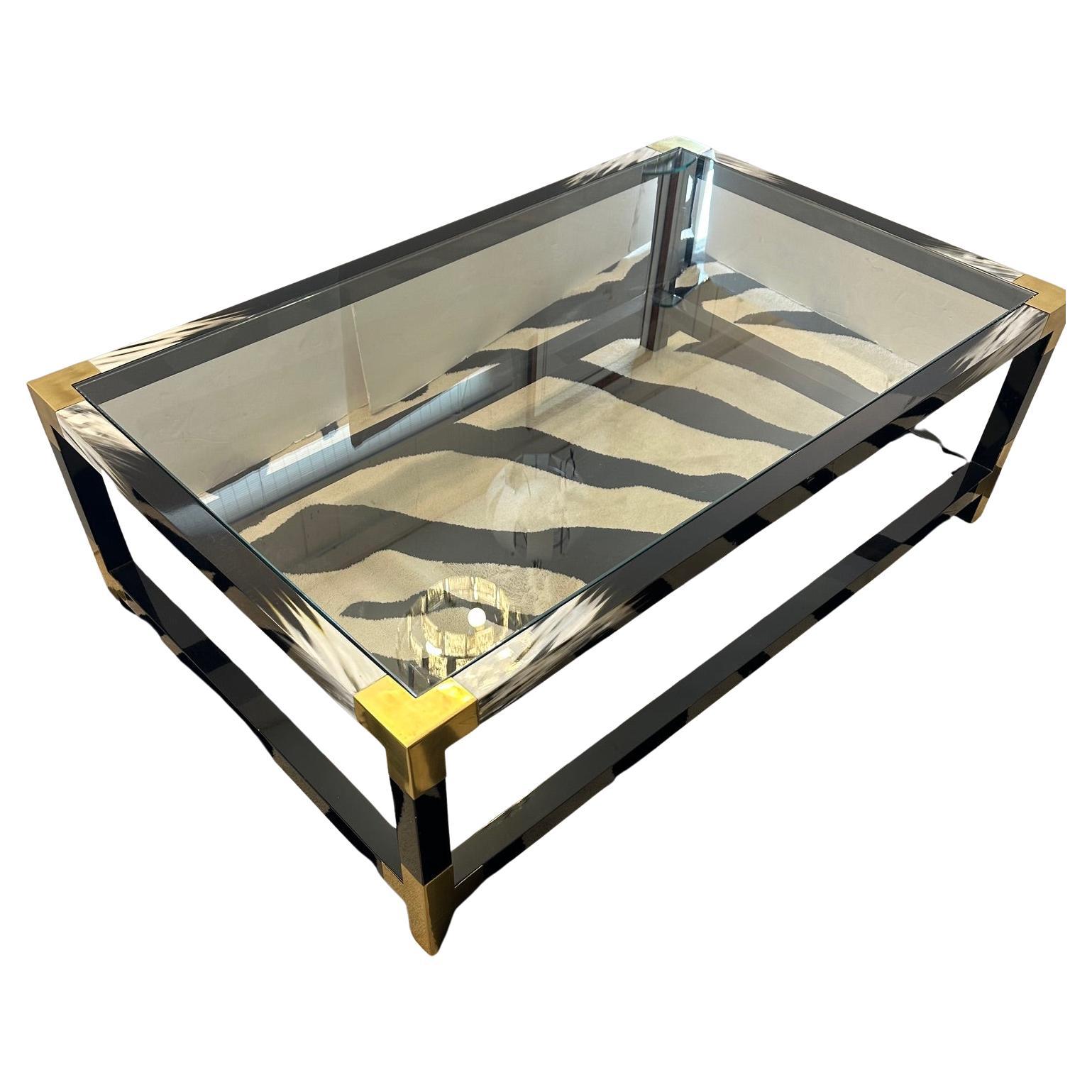 Sensational Theodore Alexander Faux Horn Brass and Glass Coffee Table