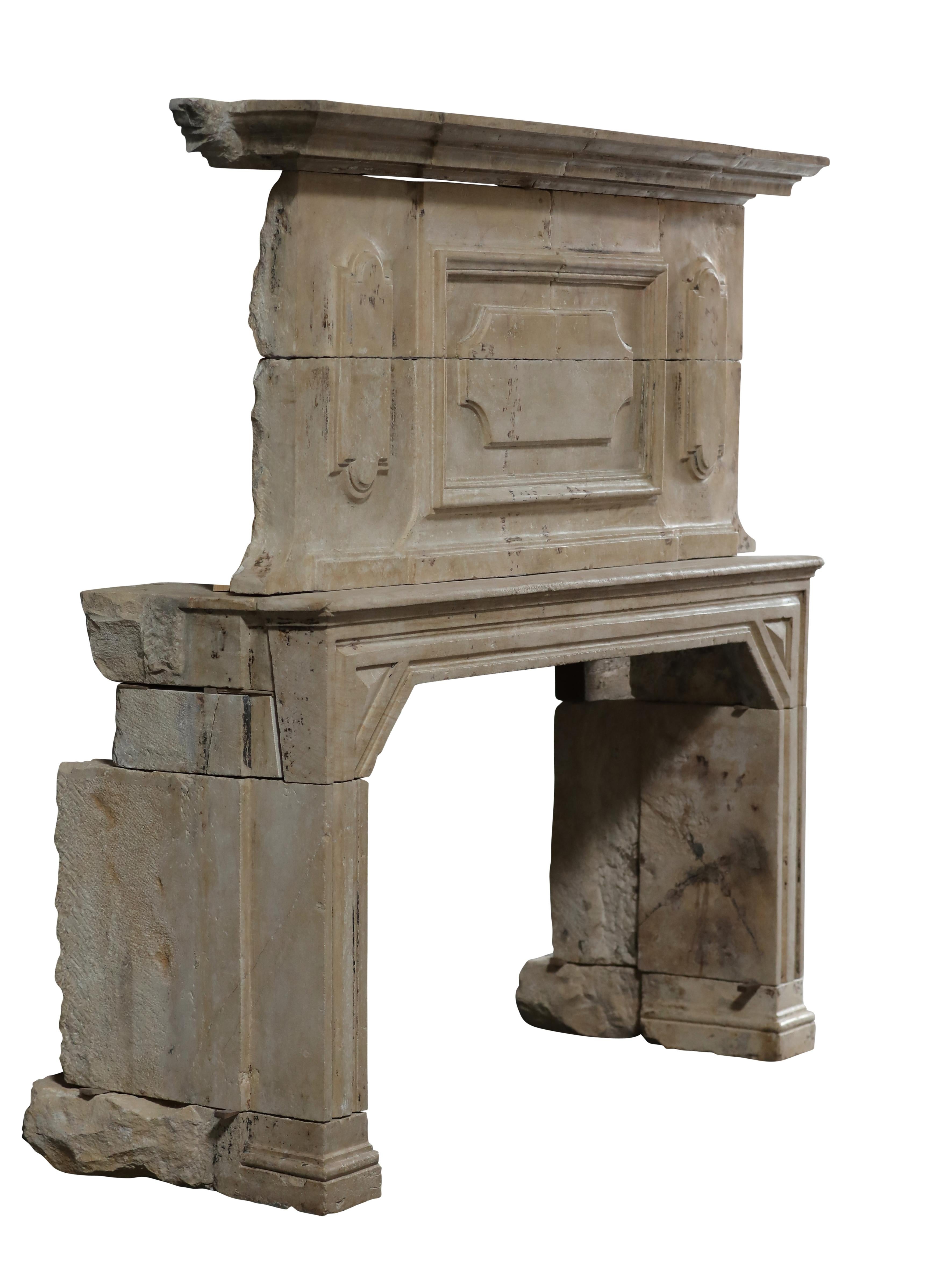 Sensational French antique fireplace surround for the connoisseur.
Late 16th - early 17th century period chateau fireplace surround in great authentic condition.
This is the kind of chateau fireplace that fits a timeless luxury living style and