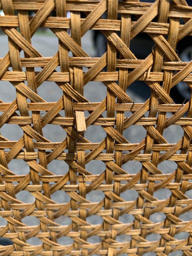 Sensational Turquoise Scrubbed Wood and Caned 3 Panel Screen For Sale ...