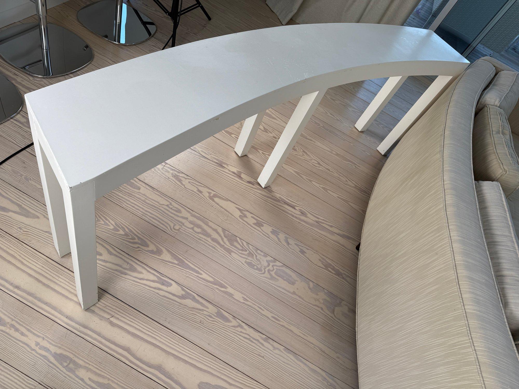 Sensational XL Custom Curved Back Edward Wormley Sofa for Dunbar Console Table For Sale 5