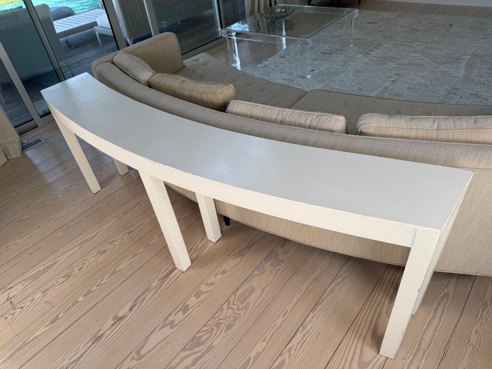 Sensational XL Custom Curved Back Edward Wormley Sofa for Dunbar Console Table For Sale 7