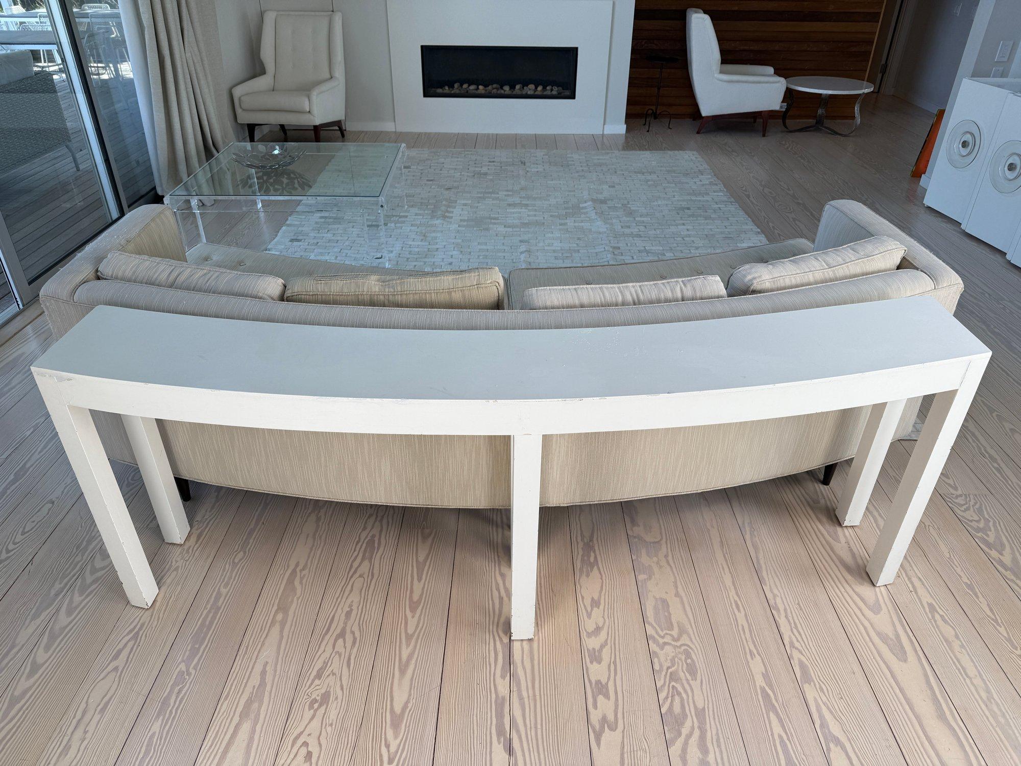Mid-Century Modern Sensational XL Custom Curved Back Edward Wormley Sofa for Dunbar Console Table For Sale