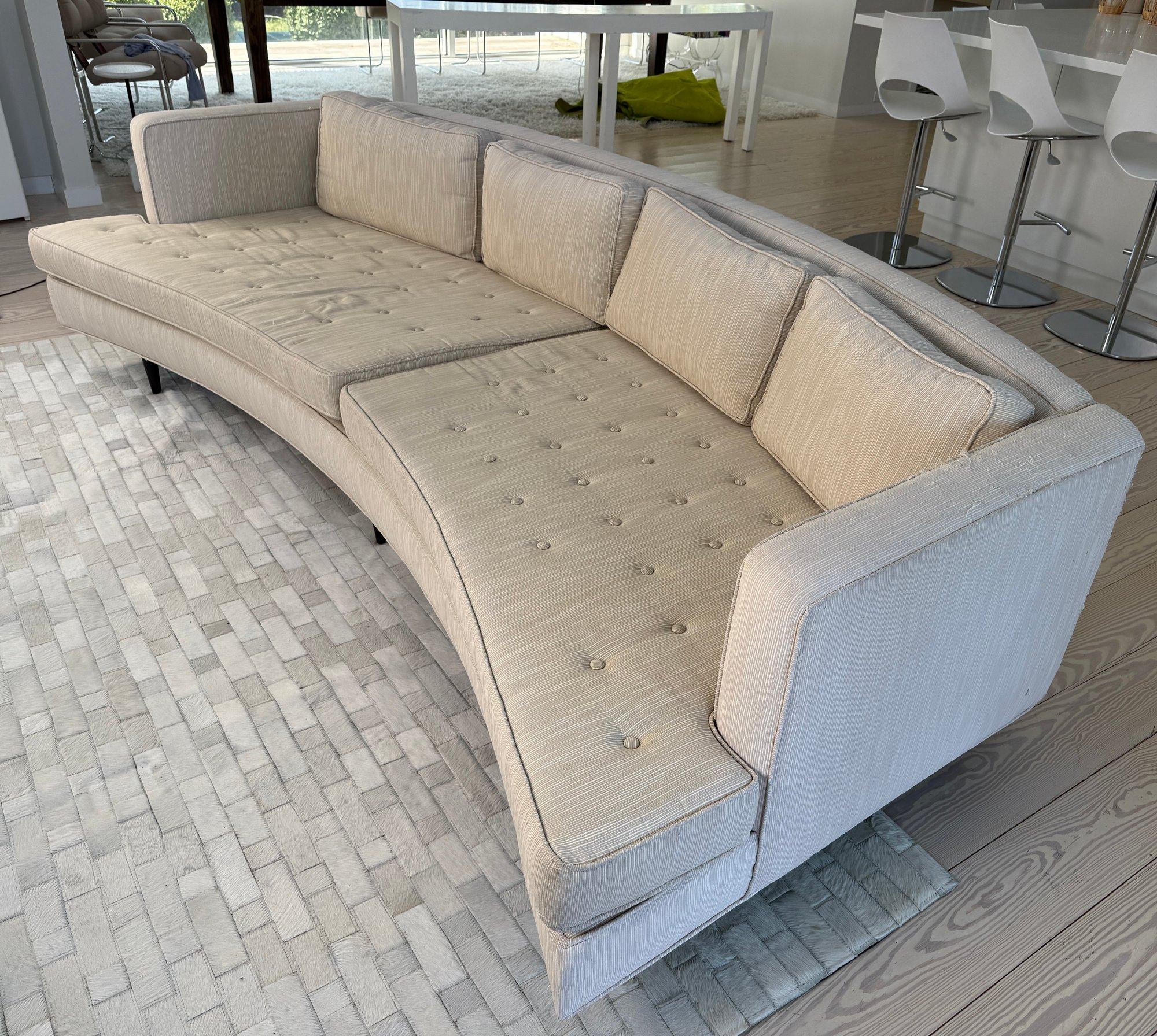 Mid-20th Century Sensational XL Custom Curved Back Edward Wormley Sofa for Dunbar Console Table For Sale