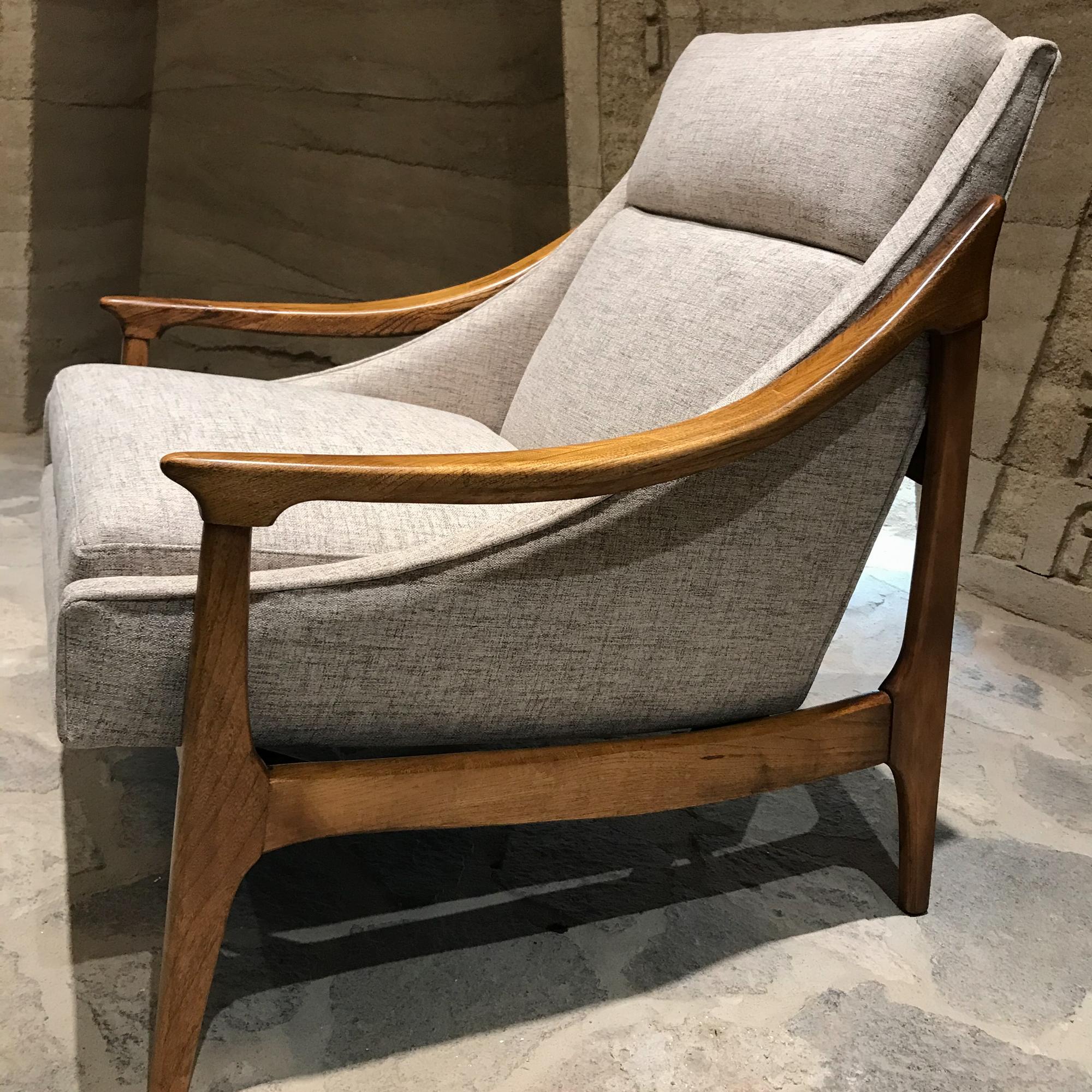 Walnut Sensationally Sleek Scandinavian Lounge Chair & Ottoman Restored Fresh 1960s Mod