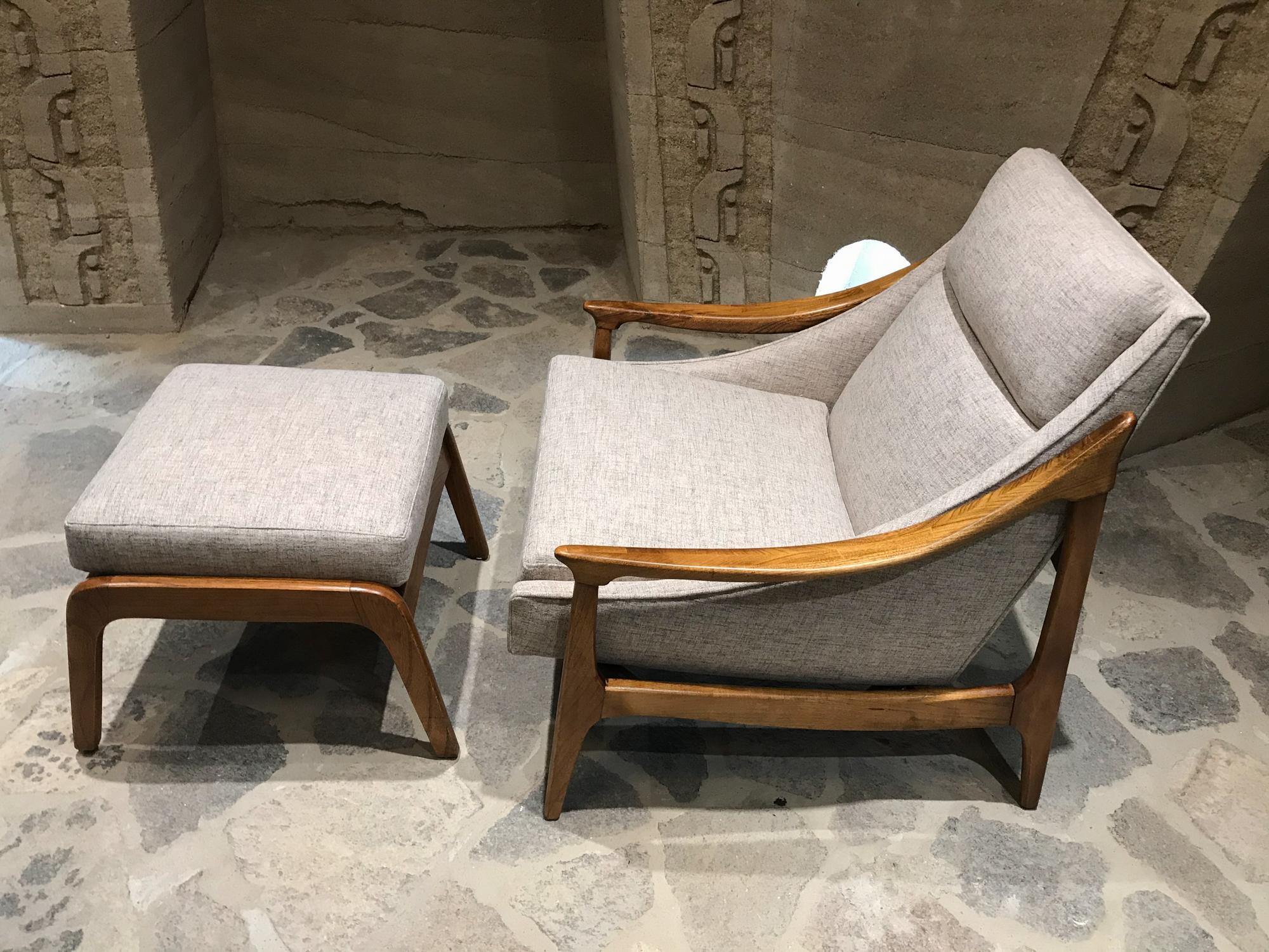 Sensationally Sleek Scandinavian Lounge Chair & Ottoman Restored Fresh 1960s Mod 2
