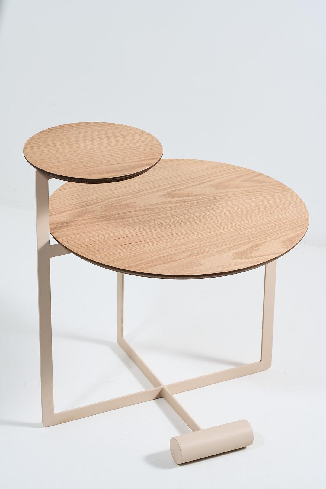 Sense Collection, Wood and Steel American Oak Side Table For Sale 2