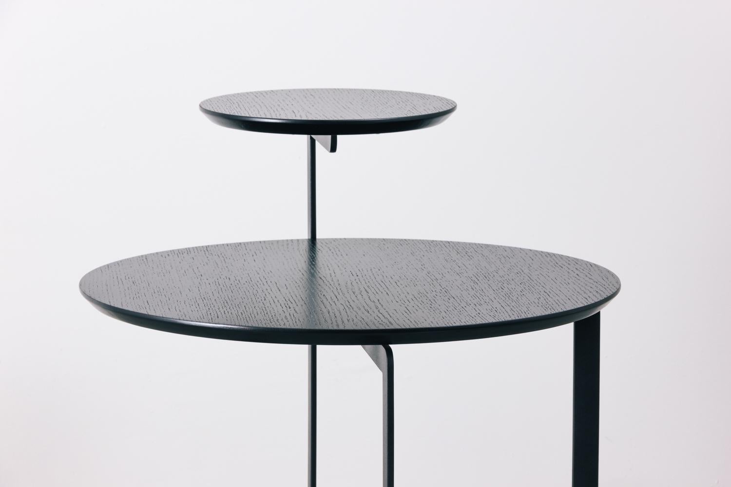 Sense Collection, Wood and Steel Ebonized Side Table For Sale 10