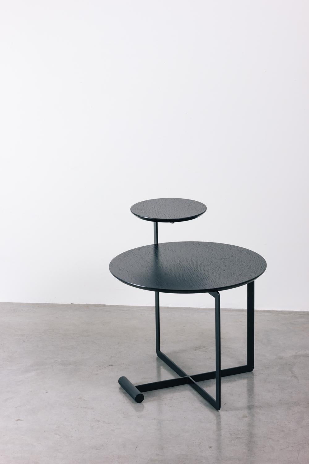 Sense Collection, Wood and Steel Ebonized Side Table For Sale 3