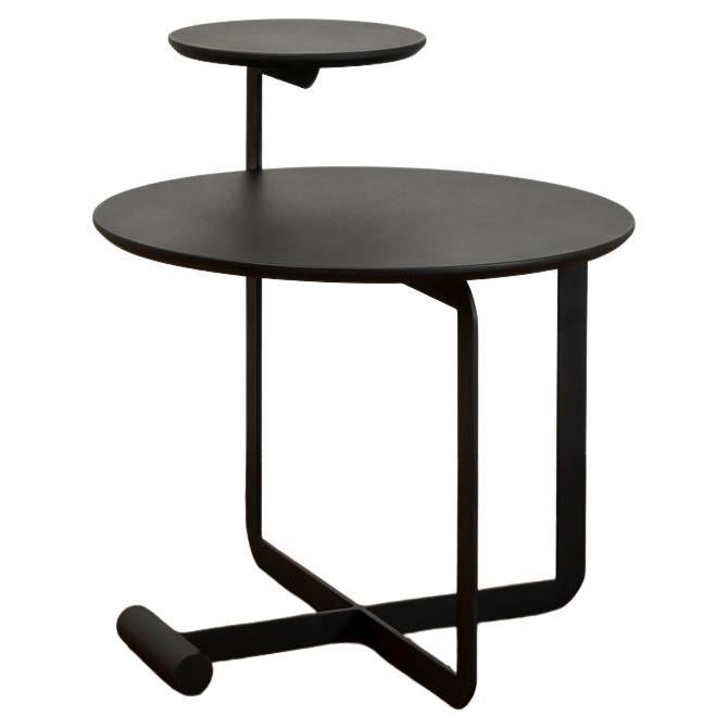 Sense Collection, Wood and Steel Ebonized Side Table For Sale
