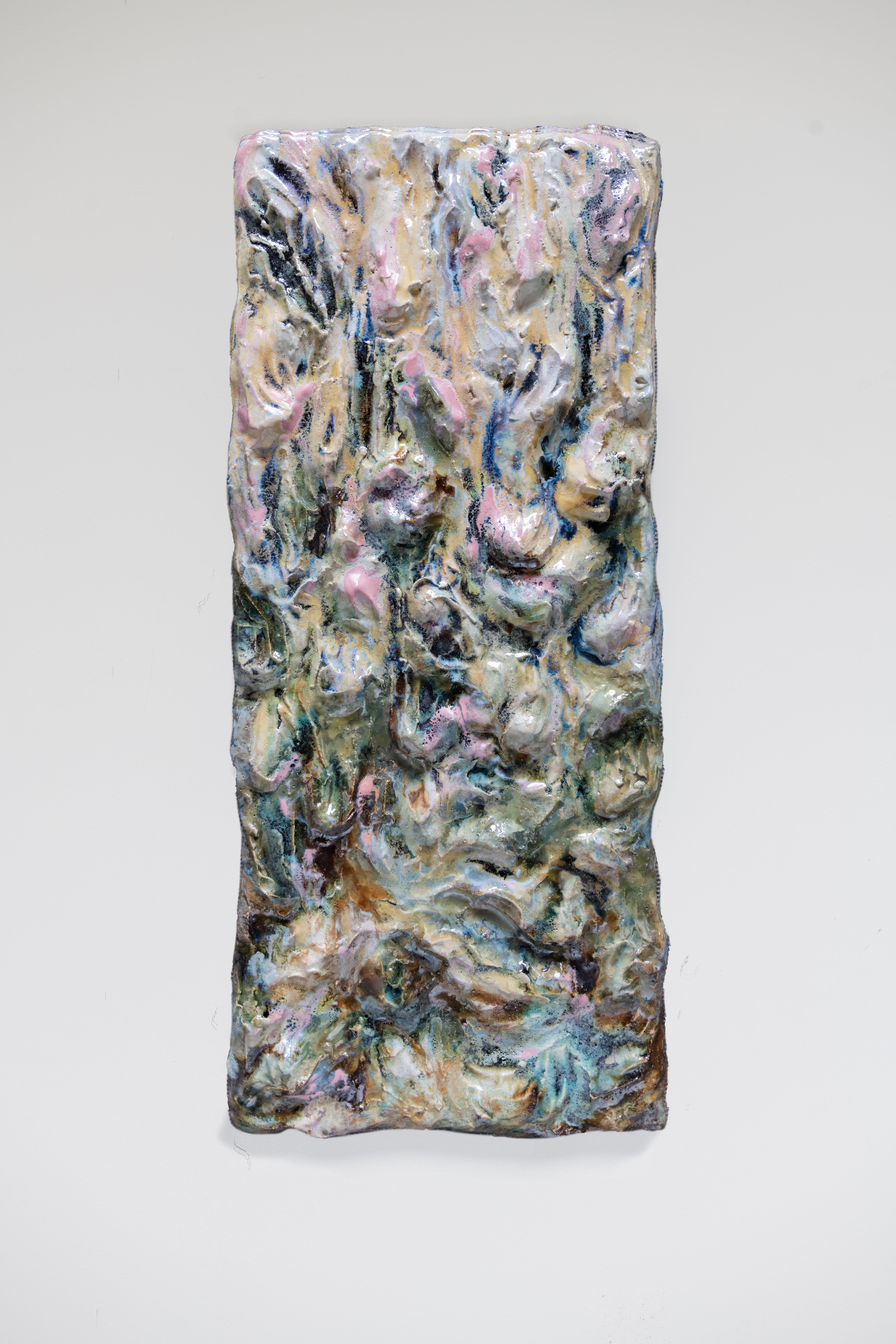 Sensing The Landscape wall sculpture by Natasja Alers, 2021
Dimensions: 104 x 44 cm
Material: ceramics, glazes

Visual artist Natasja Alers (The Hague, 1987) graduated from the Gerrit Rietveld Academy in the field of ceramics. Alers makes casts