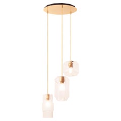 Senso Glass Pendant Light in Transparent and Brushed Brass by Concept Verre