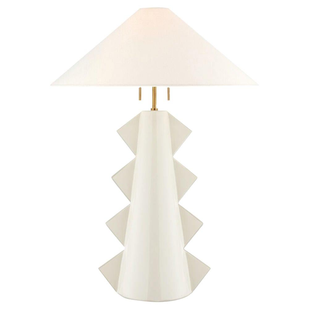 Senso Large Ivory Ceramic Table Lamp with Linen Shade by Kelly Wearstler