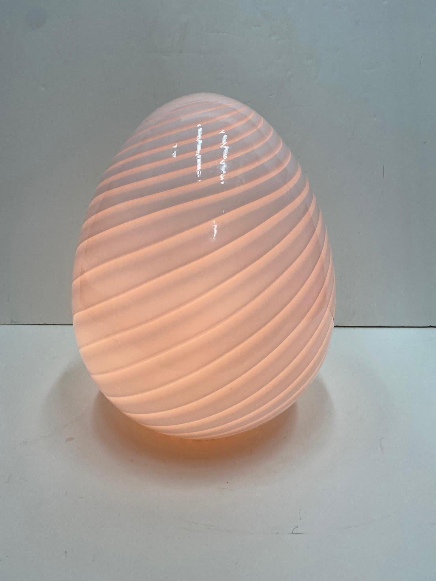 Italian Sensual Large Venini Murano Egg Table Lamp Fixture